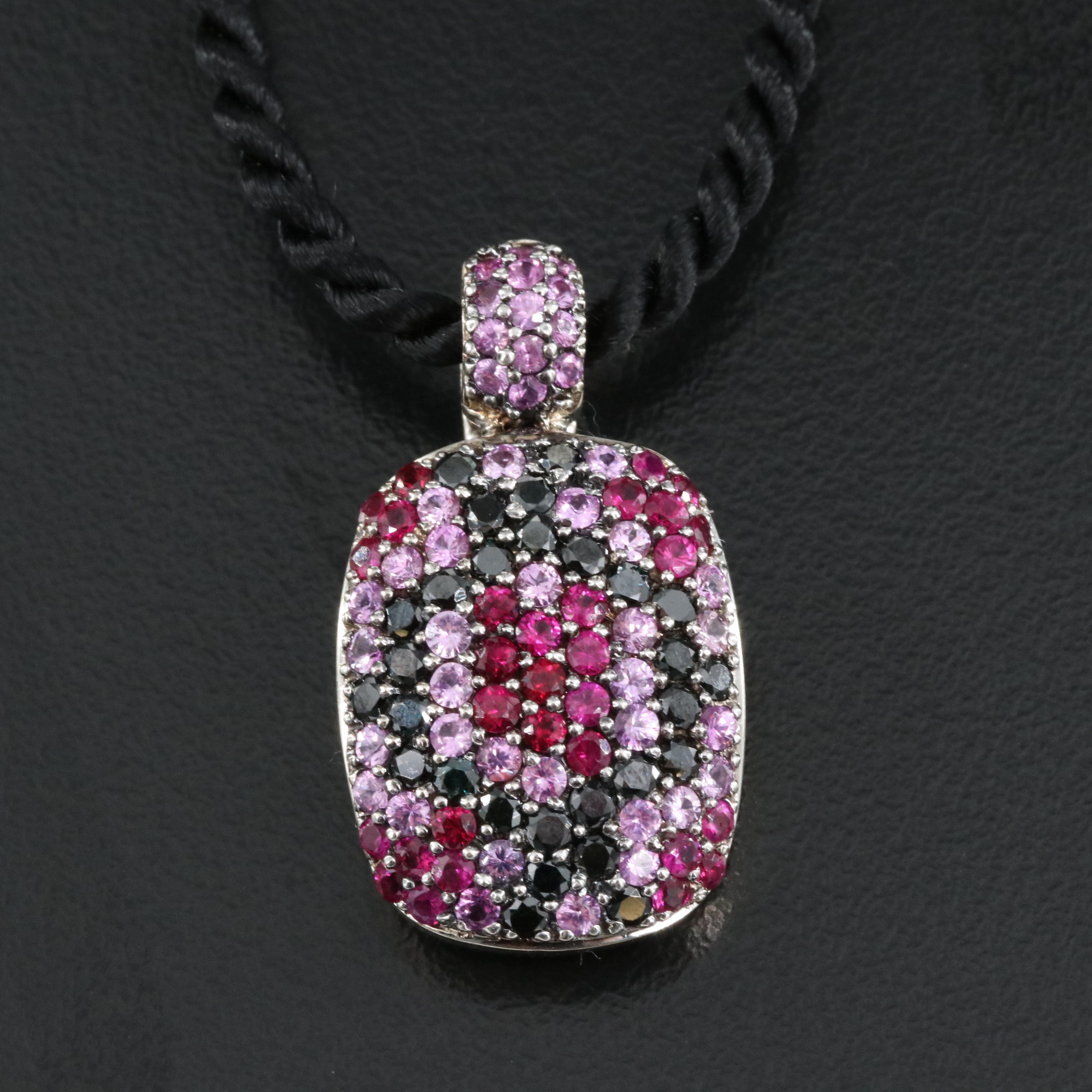 18K 0.75 CTW Diamond, Sapphire and Ruby Enhancer Pendant Necklace