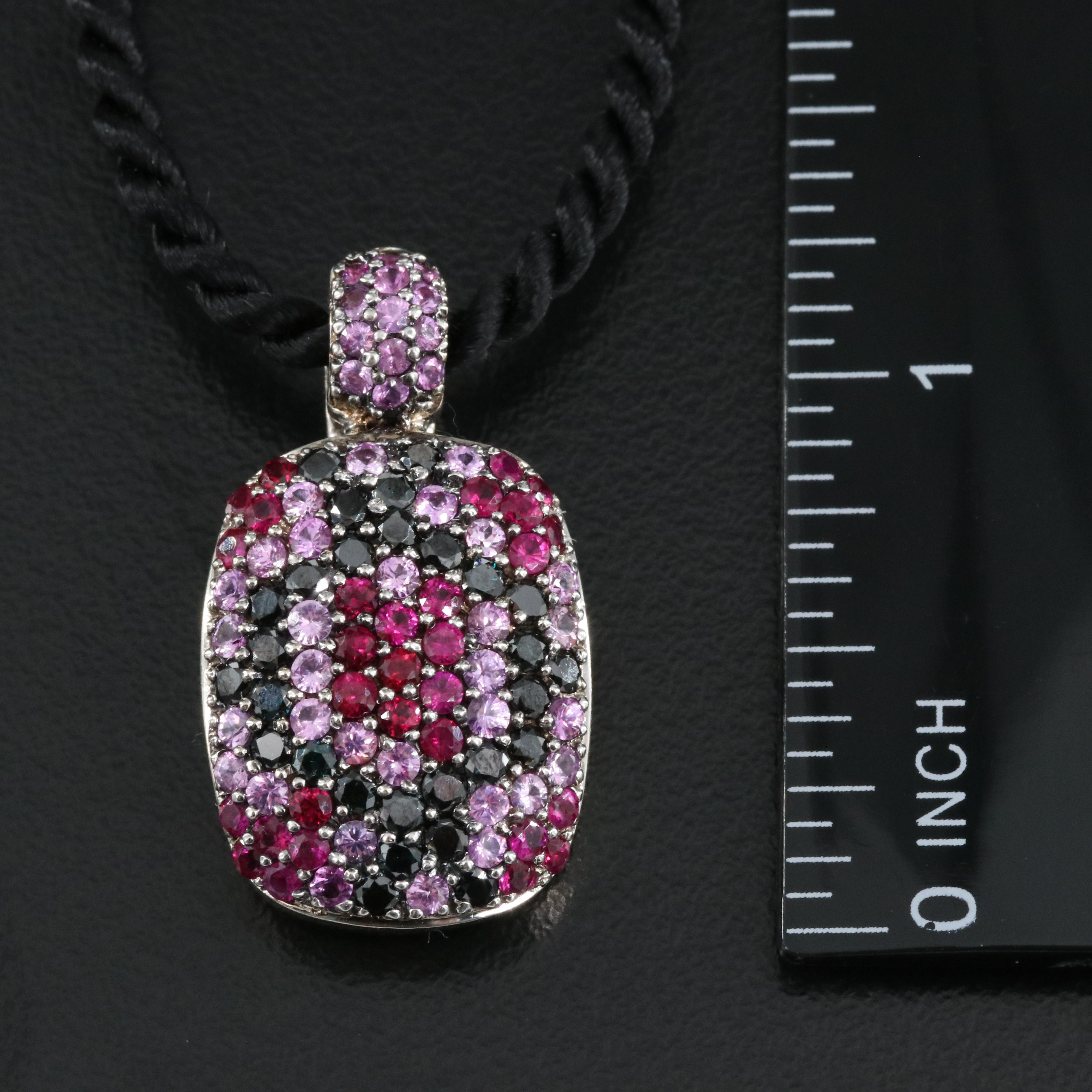 18K 0.75 CTW Diamond, Sapphire and Ruby Enhancer Pendant Necklace