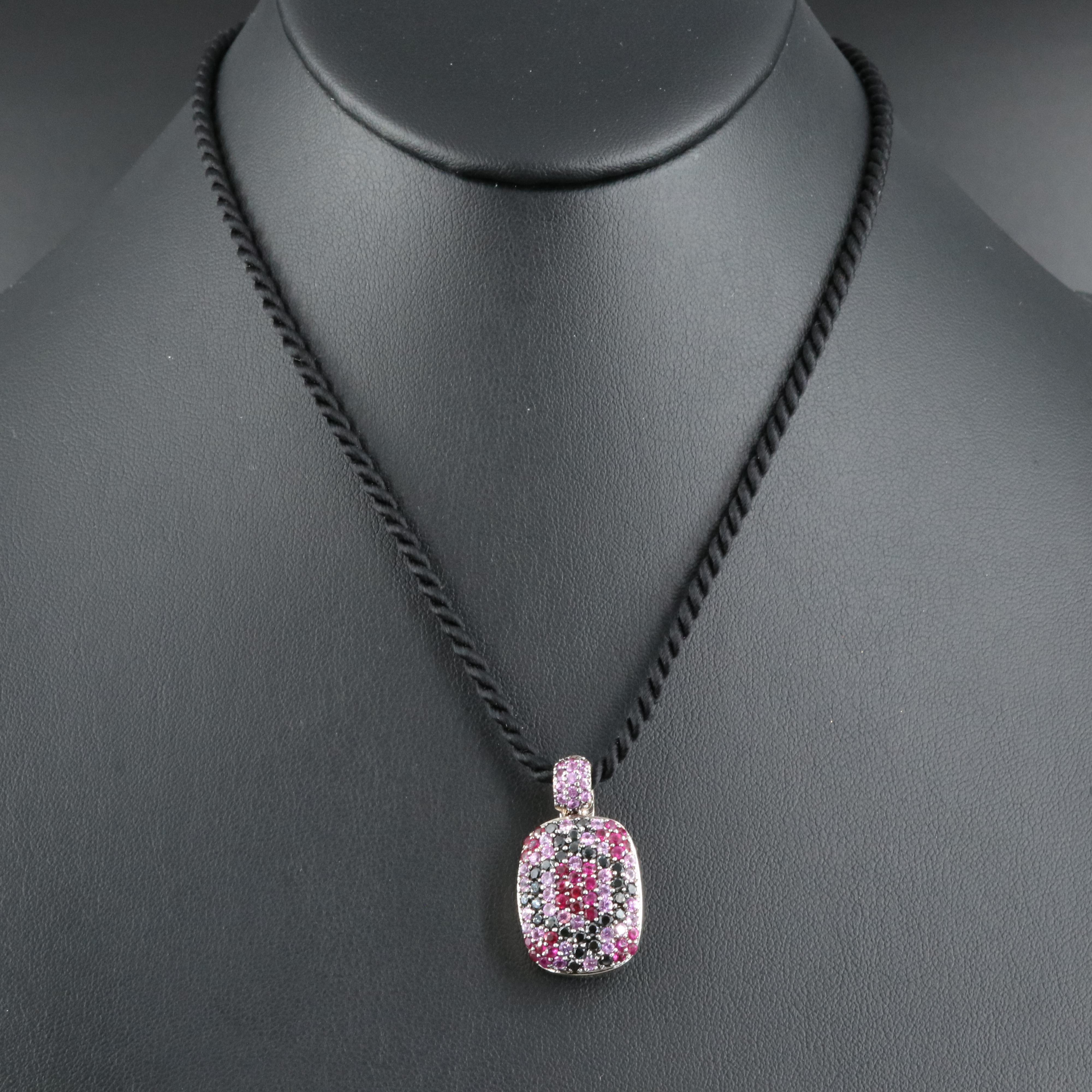 18K 0.75 CTW Diamond, Sapphire and Ruby Enhancer Pendant Necklace