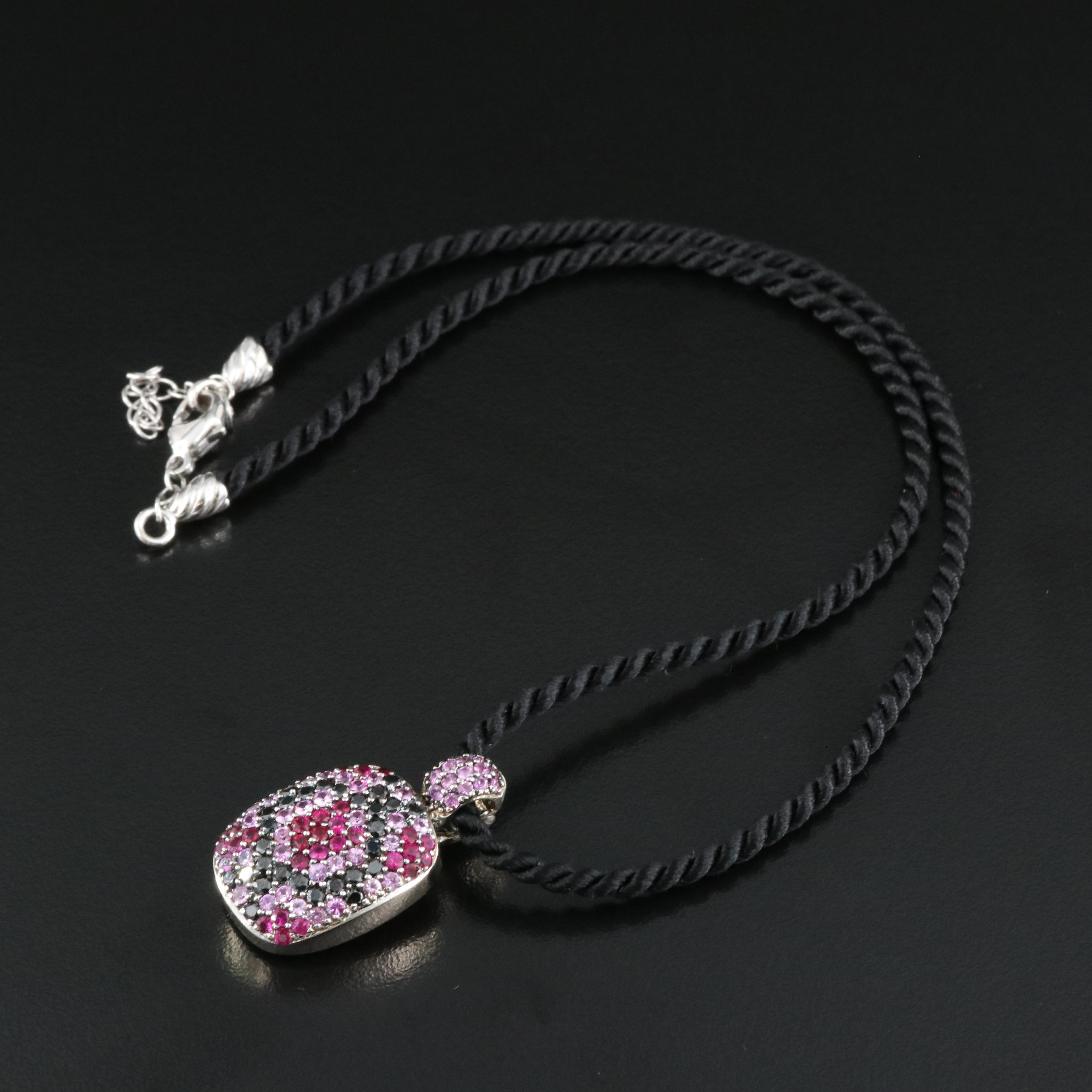 18K 0.75 CTW Diamond, Sapphire and Ruby Enhancer Pendant Necklace