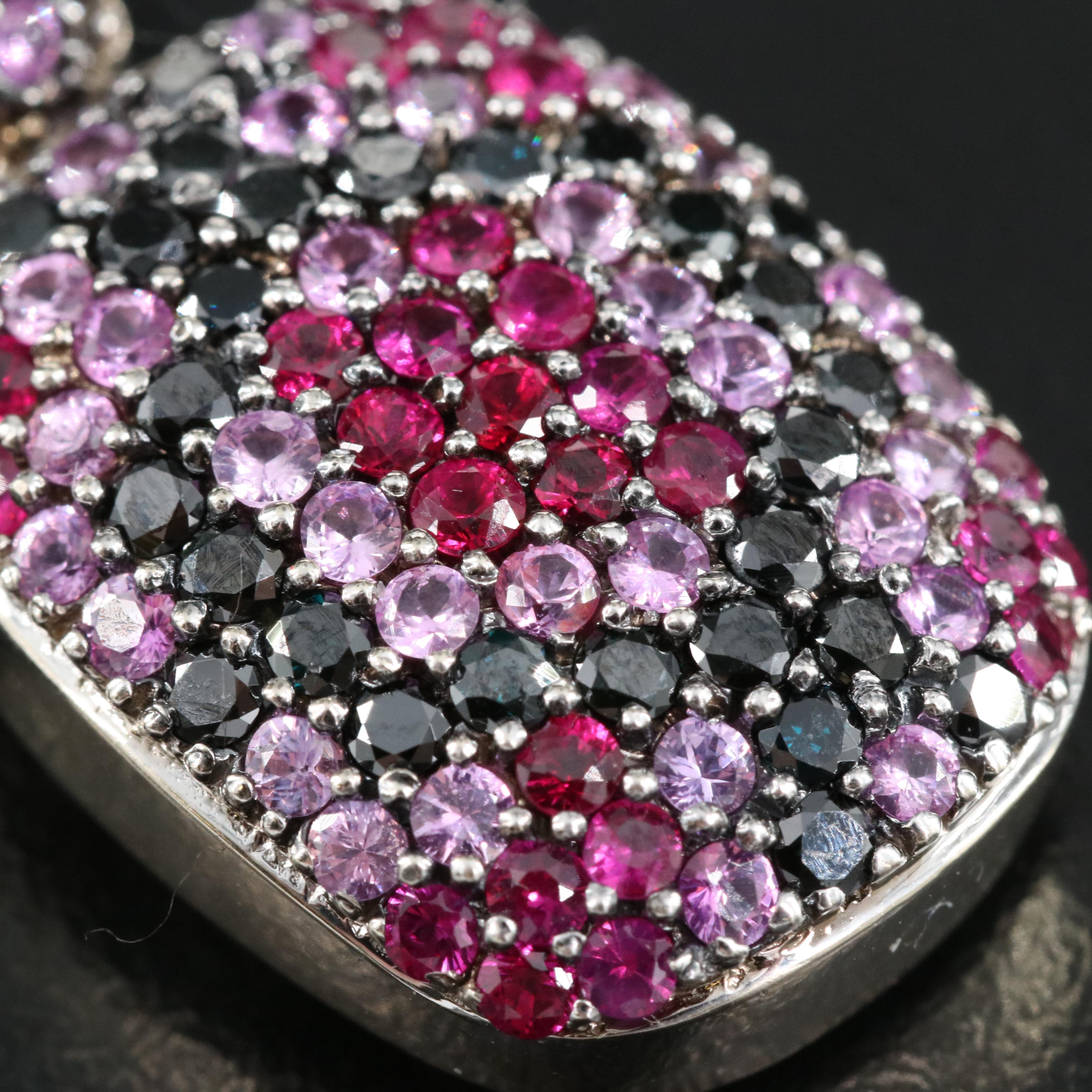 18K 0.75 CTW Diamond, Sapphire and Ruby Enhancer Pendant Necklace