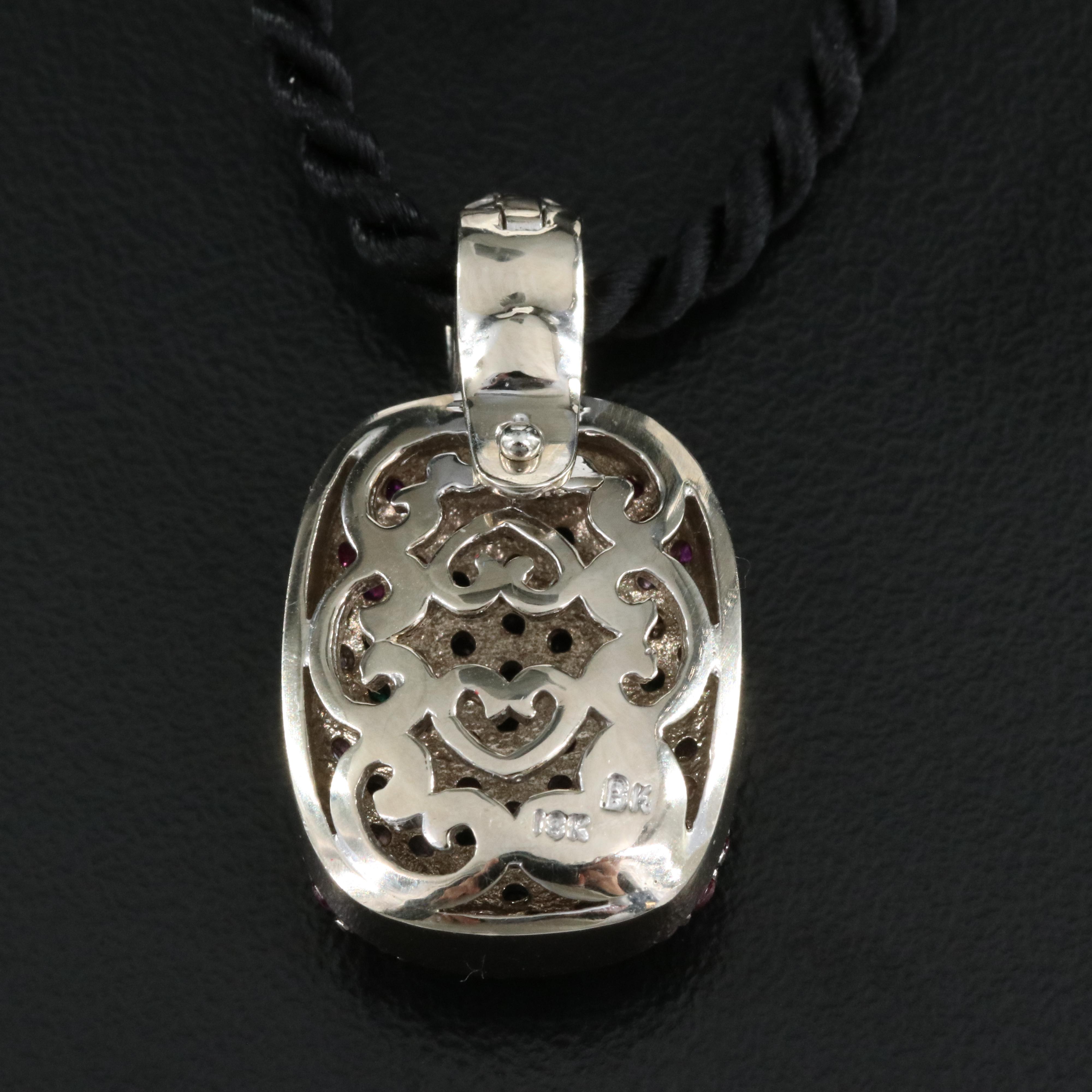 18K 0.75 CTW Diamond, Sapphire and Ruby Enhancer Pendant Necklace