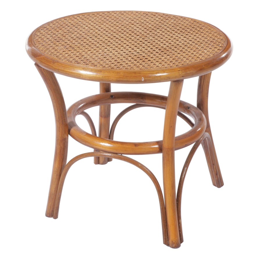 Chinese Rattan and Caned Side Table