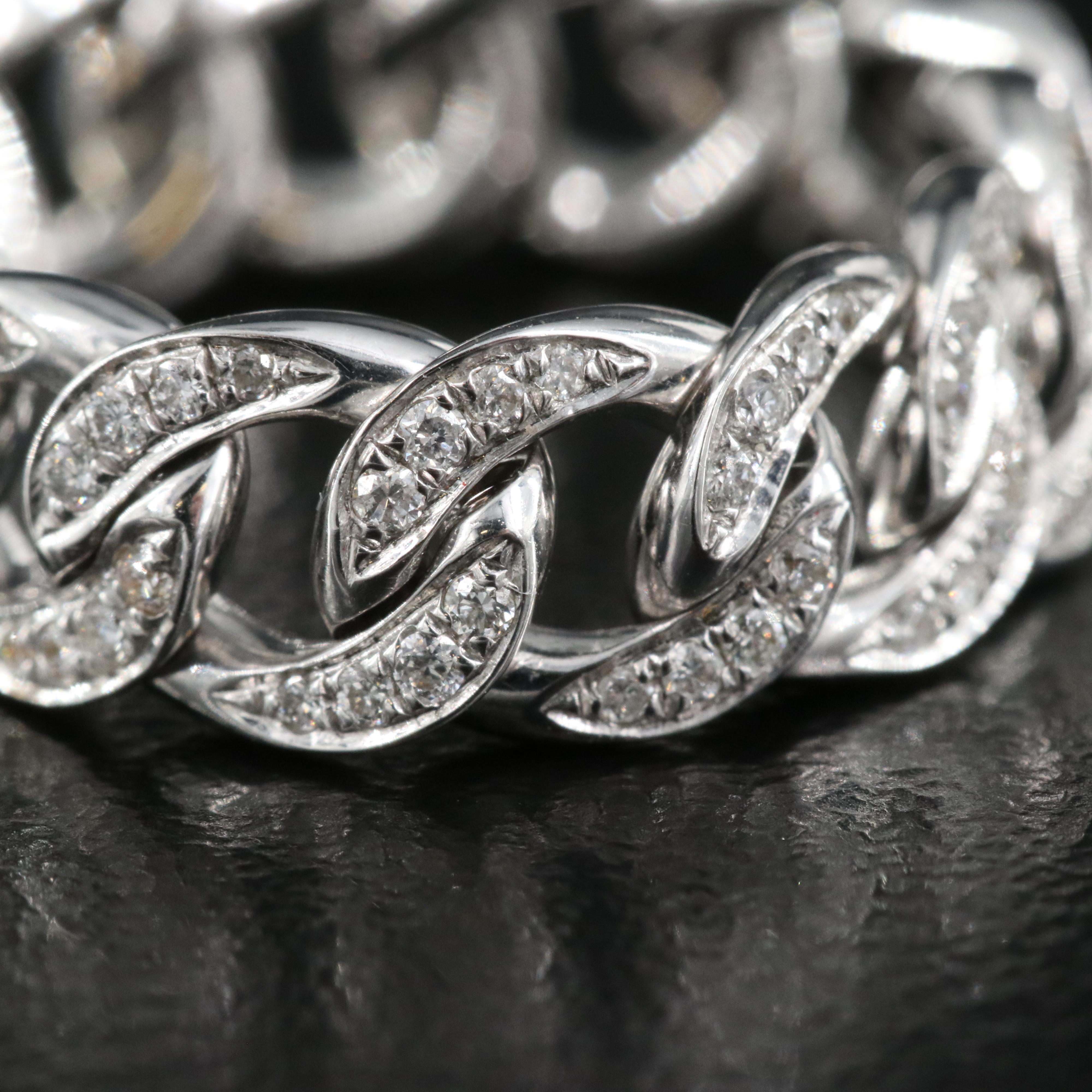 18K 0.40 CTW Diamond Curb Link Articulating Band