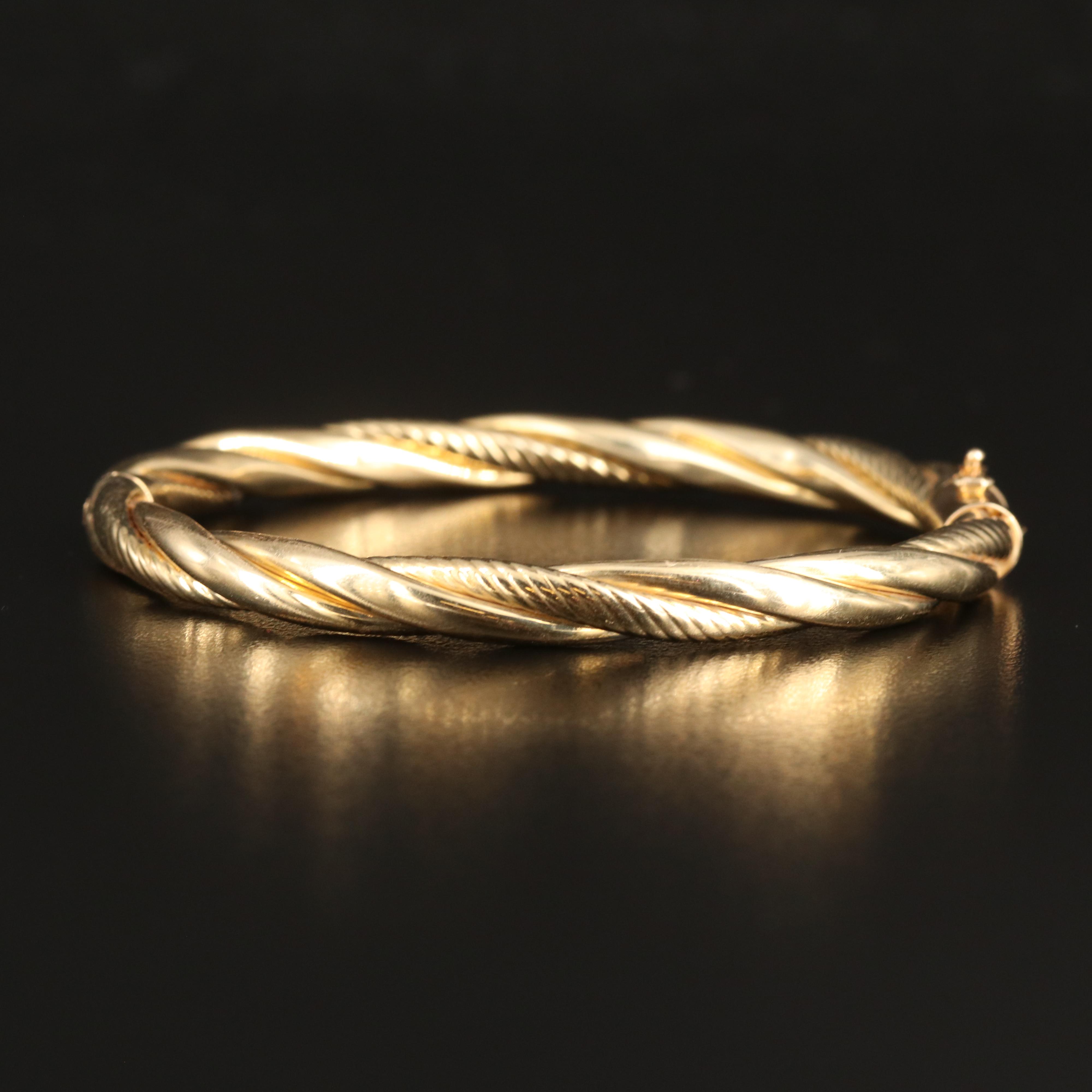 14K Braided Hinged Bangle