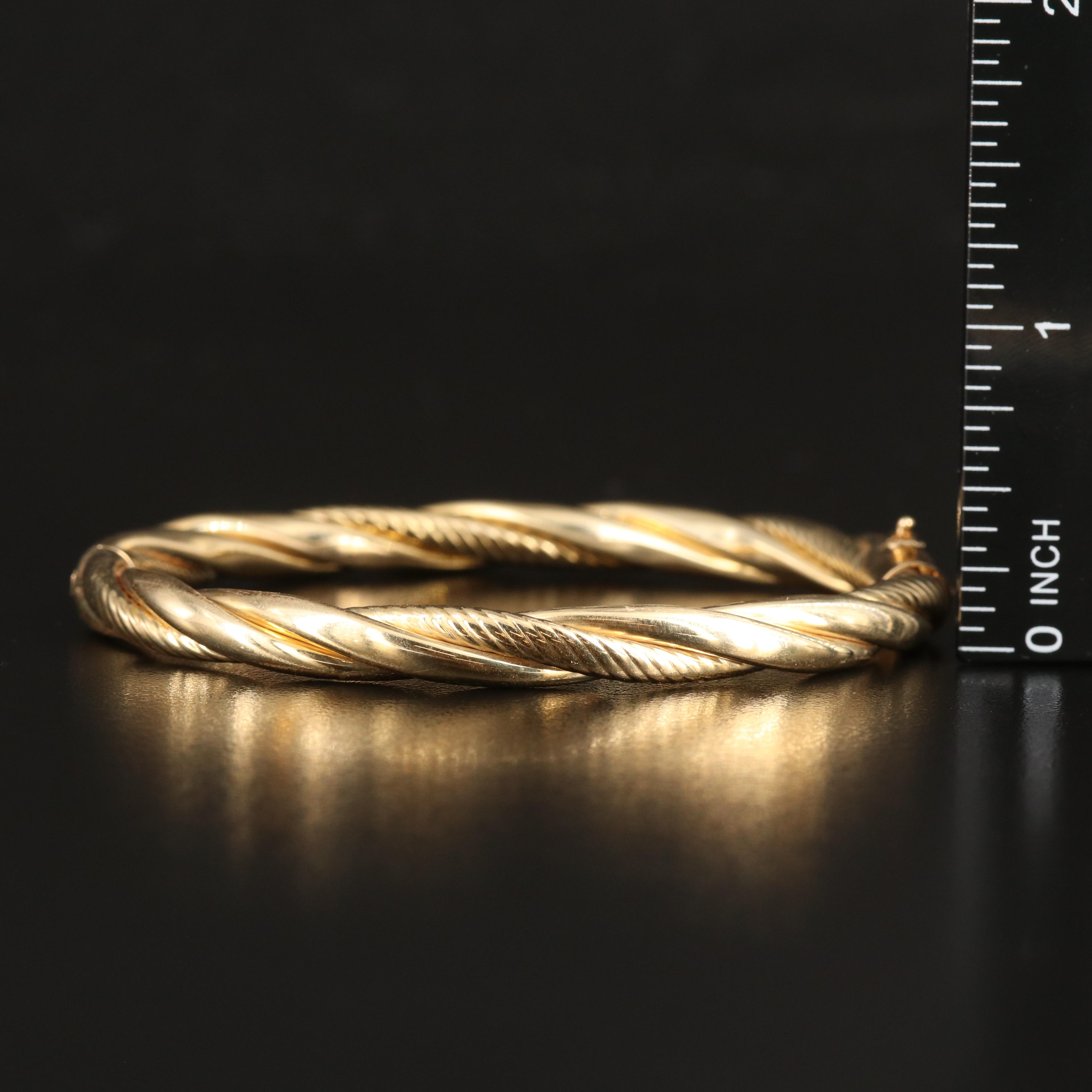 14K Braided Hinged Bangle