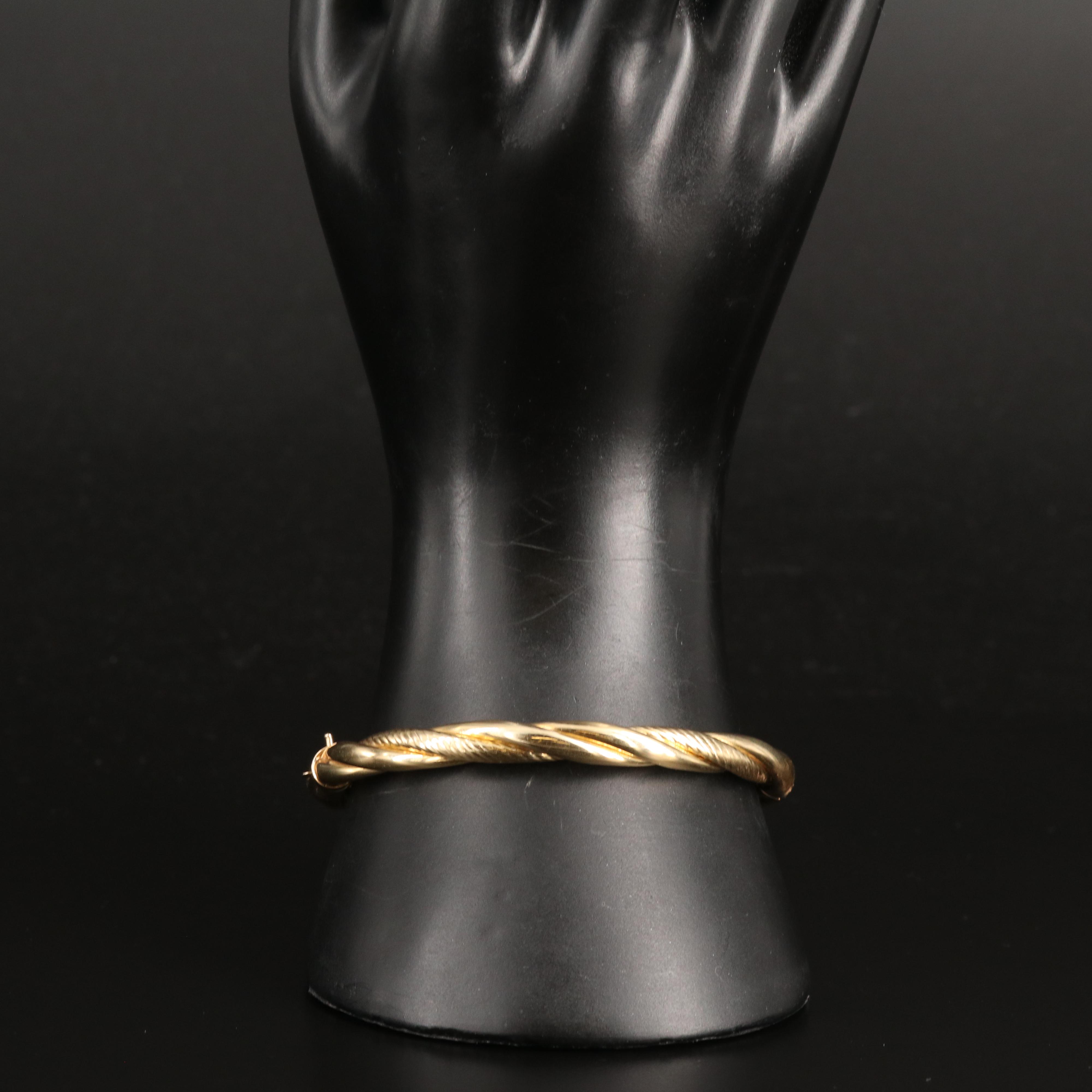 14K Braided Hinged Bangle