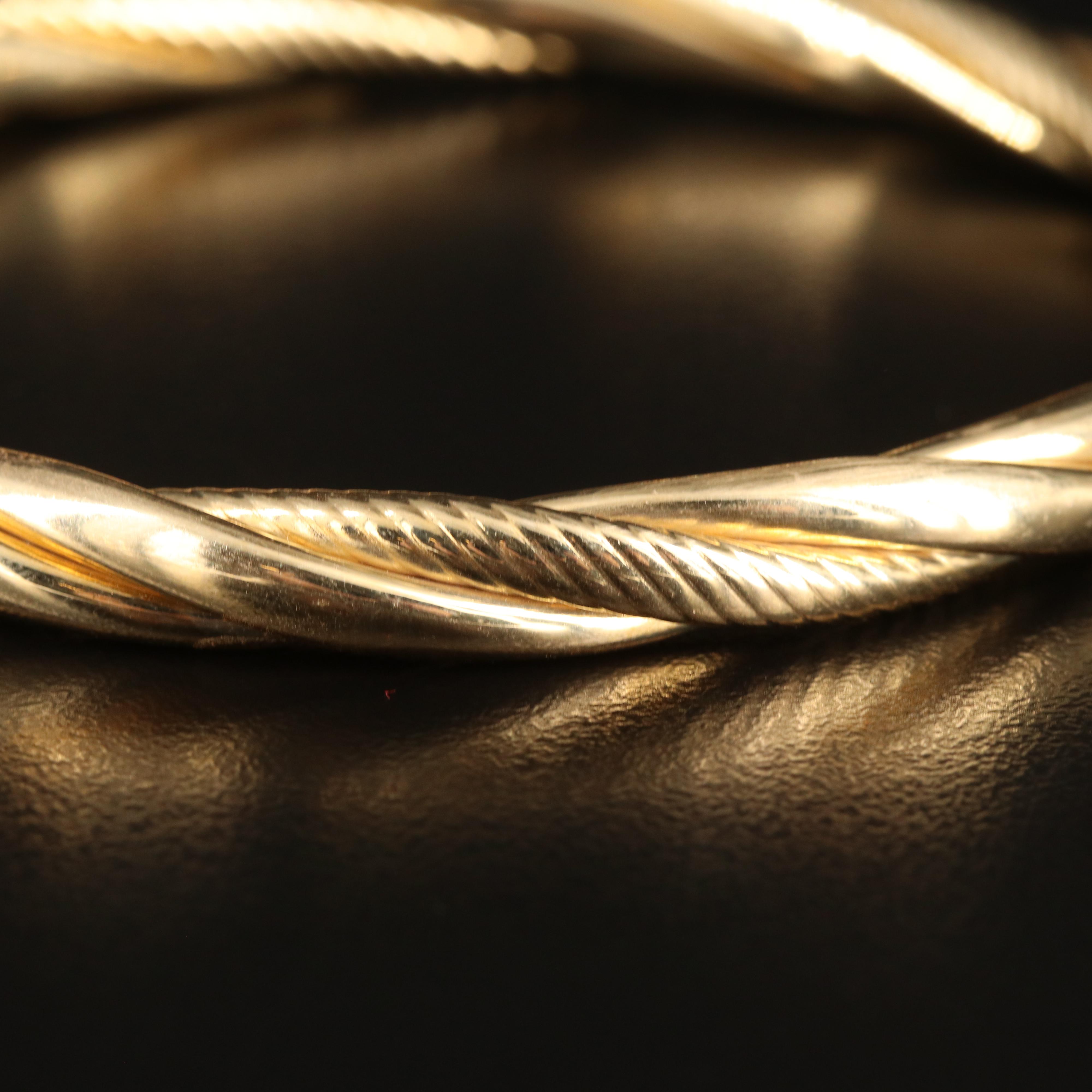 14K Braided Hinged Bangle