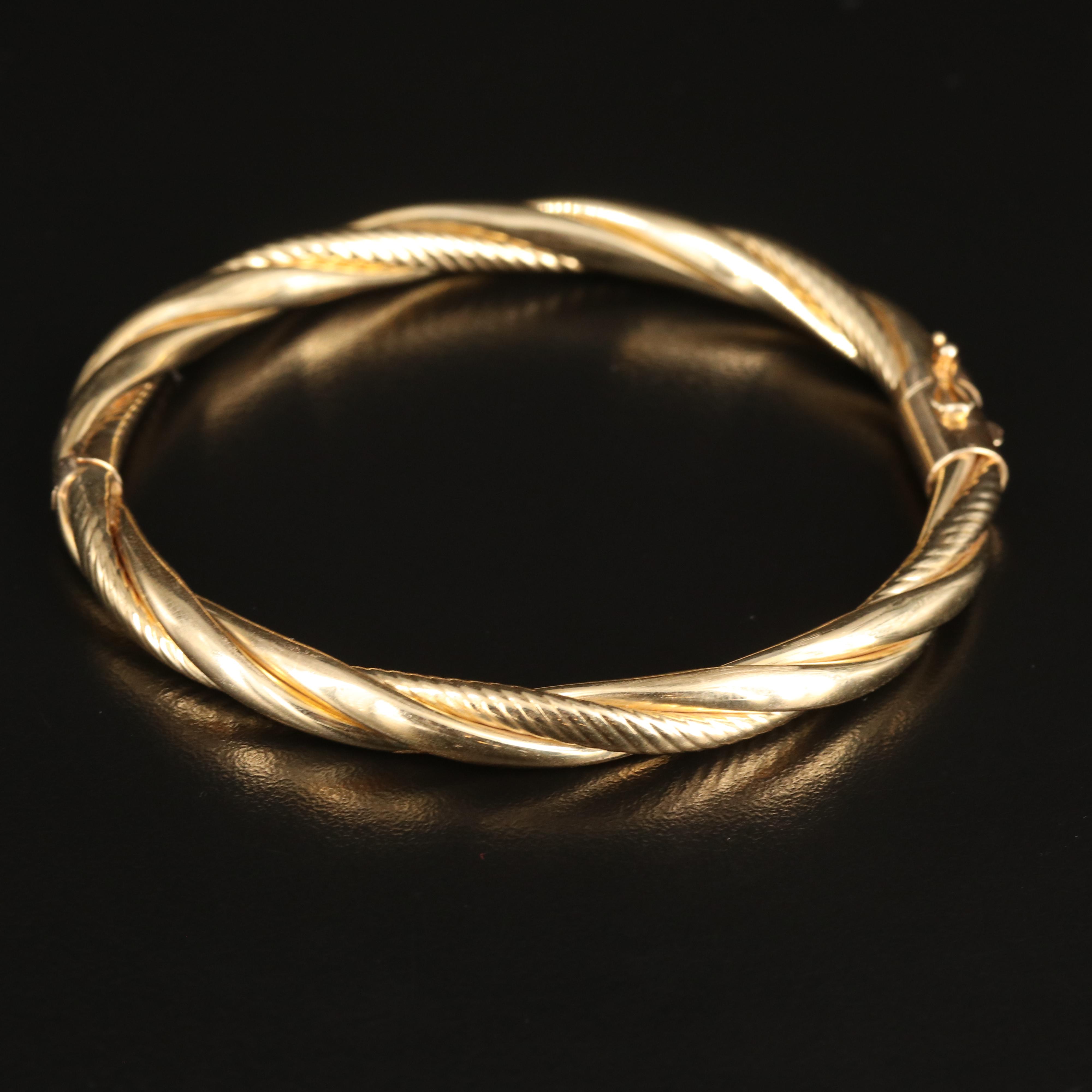 14K Braided Hinged Bangle