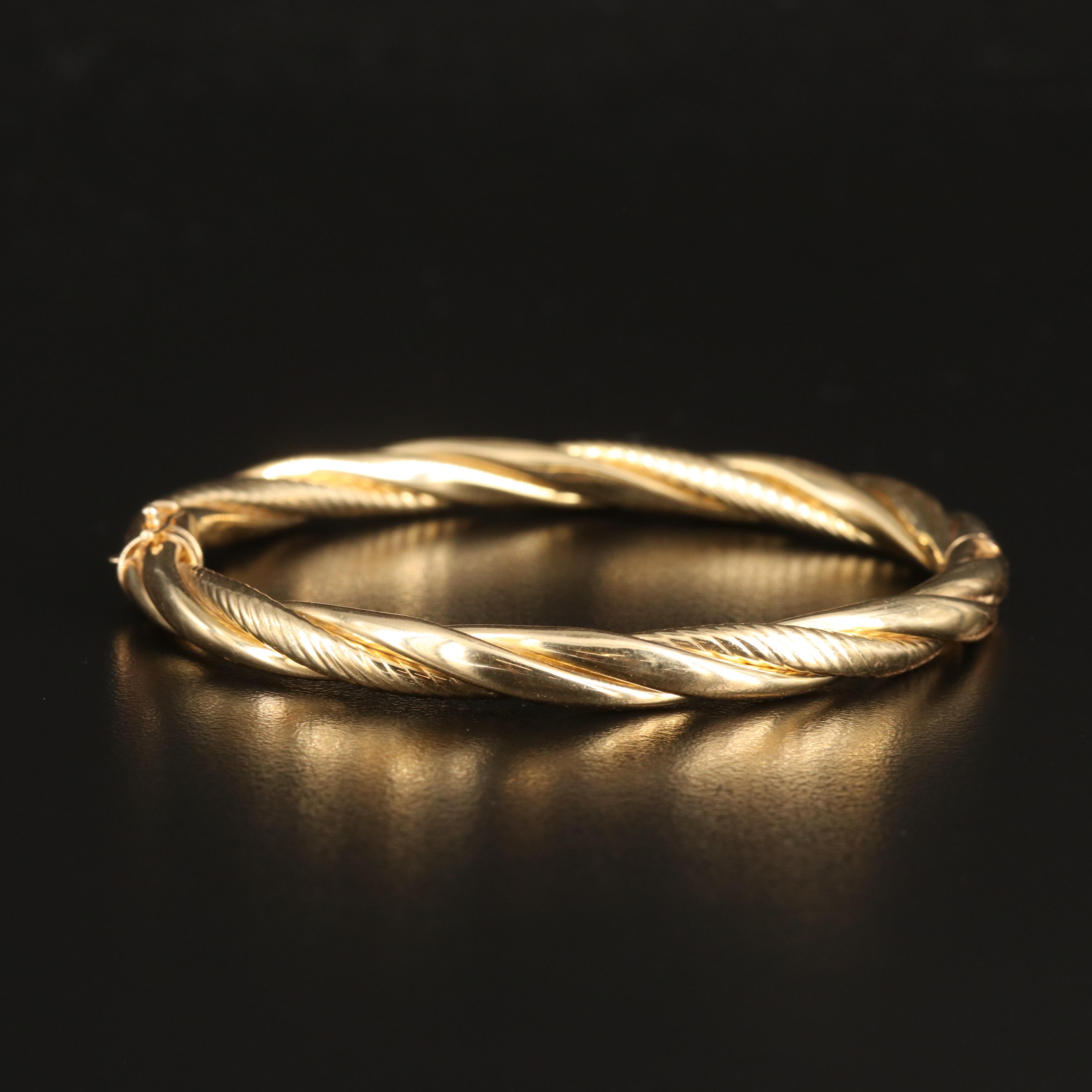 14K Braided Hinged Bangle