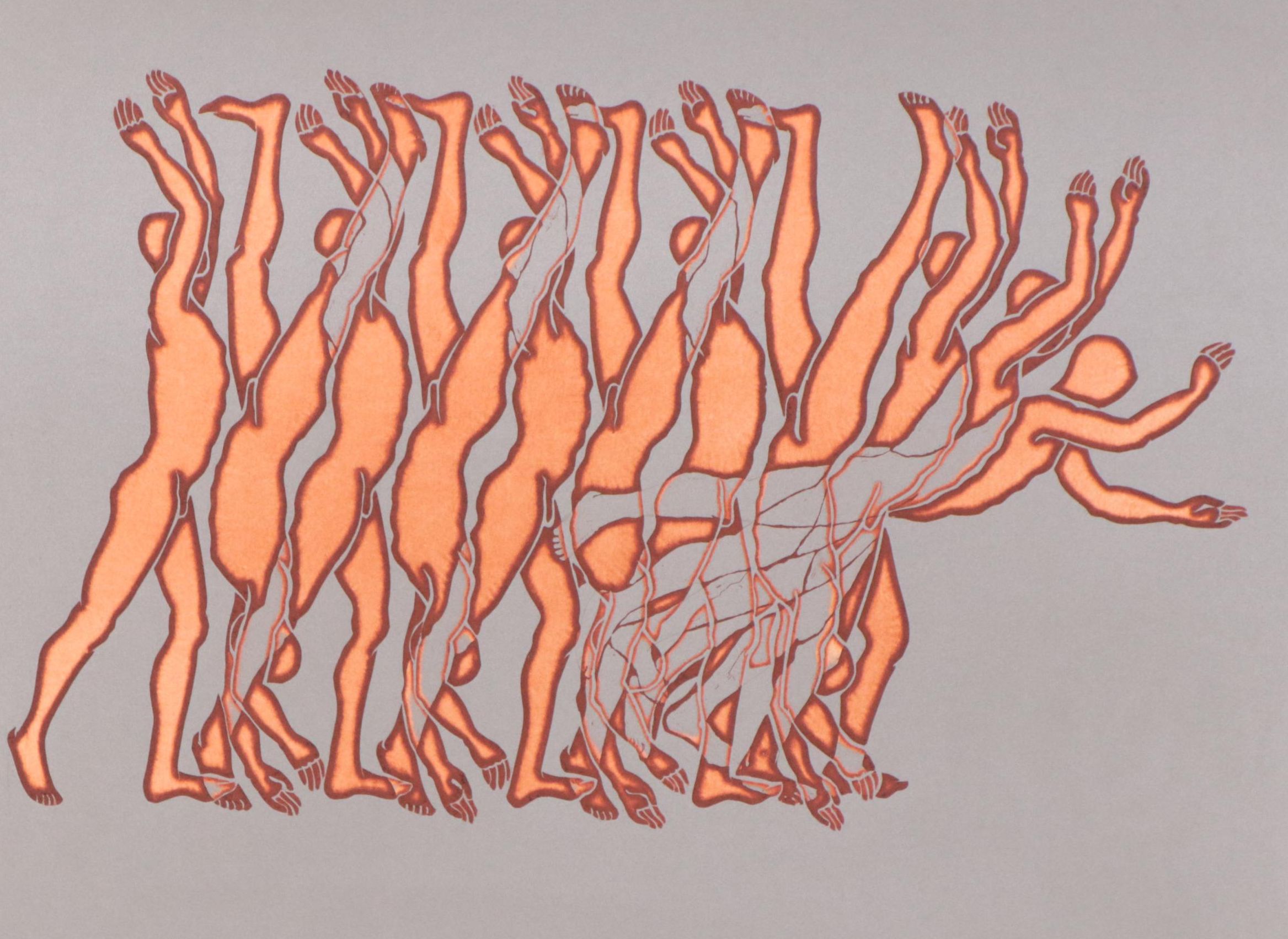 Franklin Figural Etching "Topsy-Turvy," Circa 1980