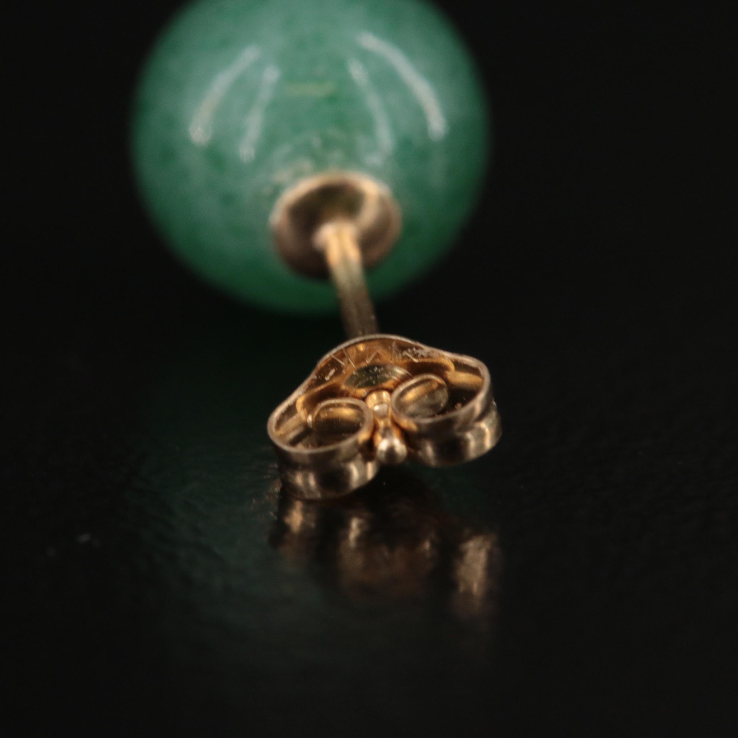 14K Aventurine Stud Earrings and Nephrite Phoenix and Dragon Necklace