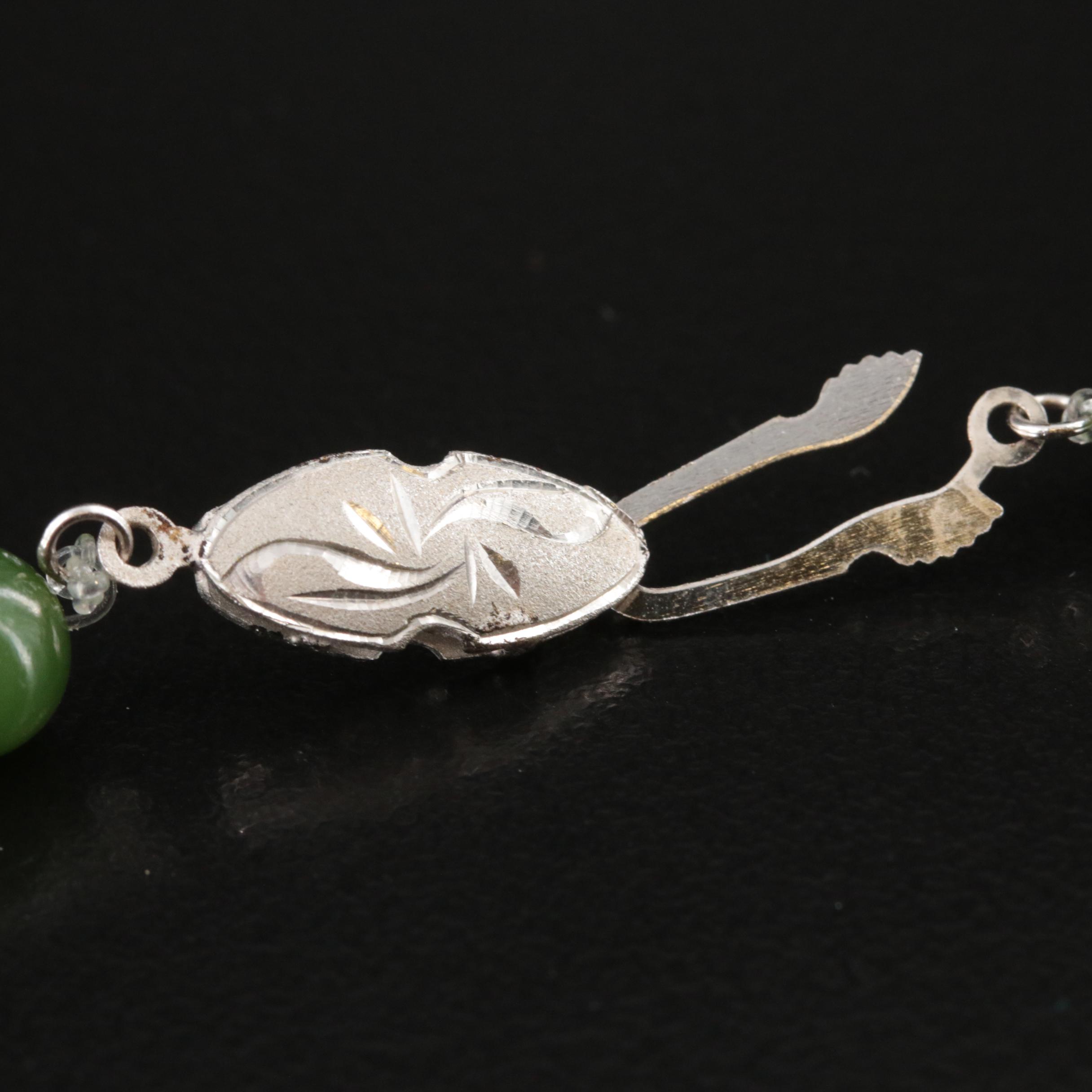 14K Aventurine Stud Earrings and Nephrite Phoenix and Dragon Necklace