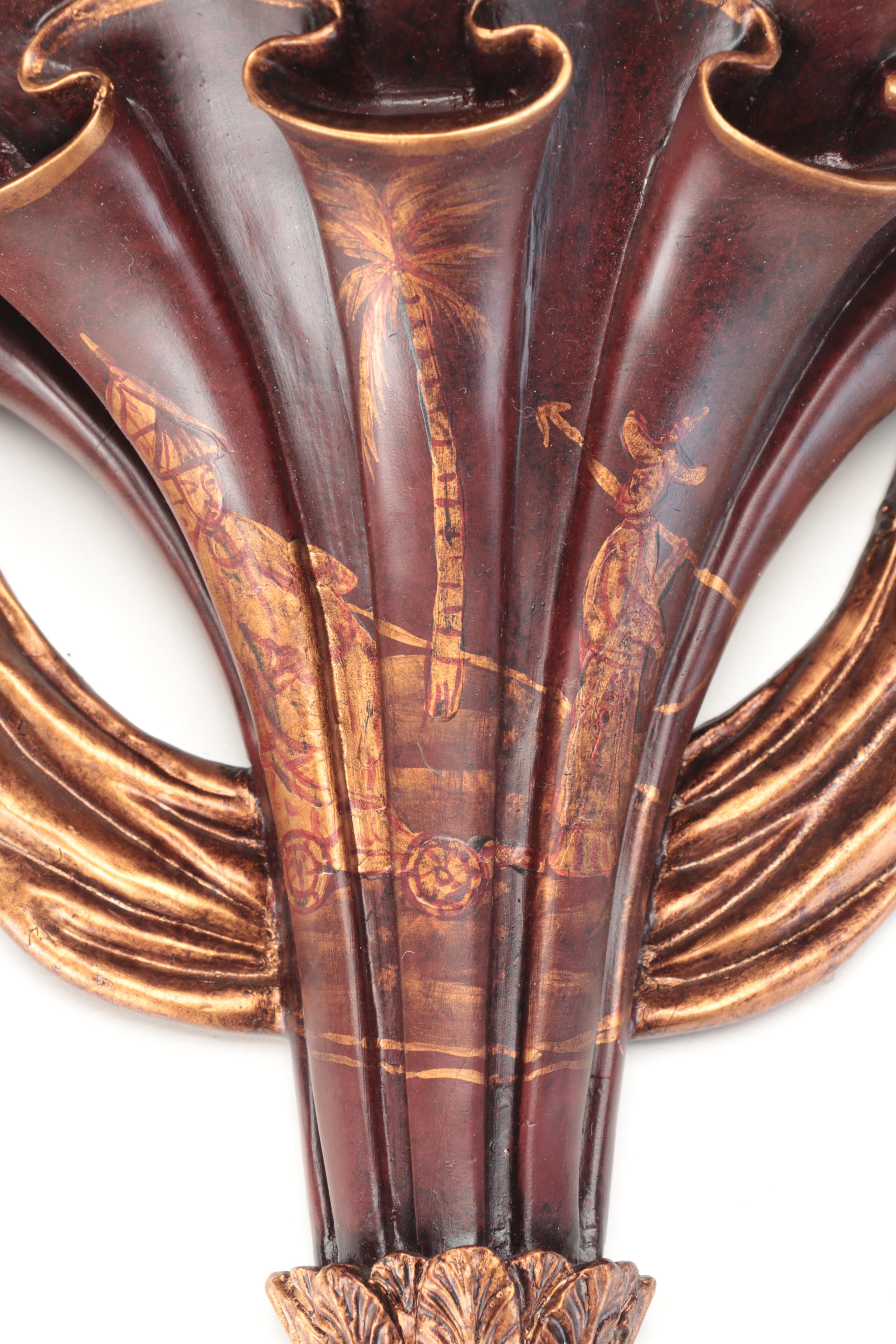 Chinoiserie and Neoclassical Style Patinated Wall Shelves