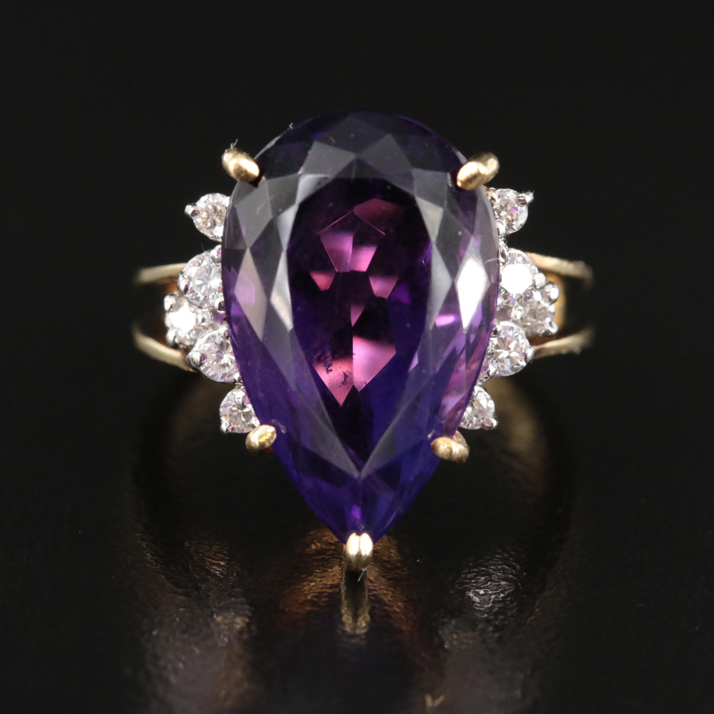 18K Amethyst and Diamond Ring