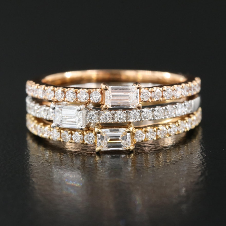 18K Trio 1.08 CTW Diamond Stacking Bands