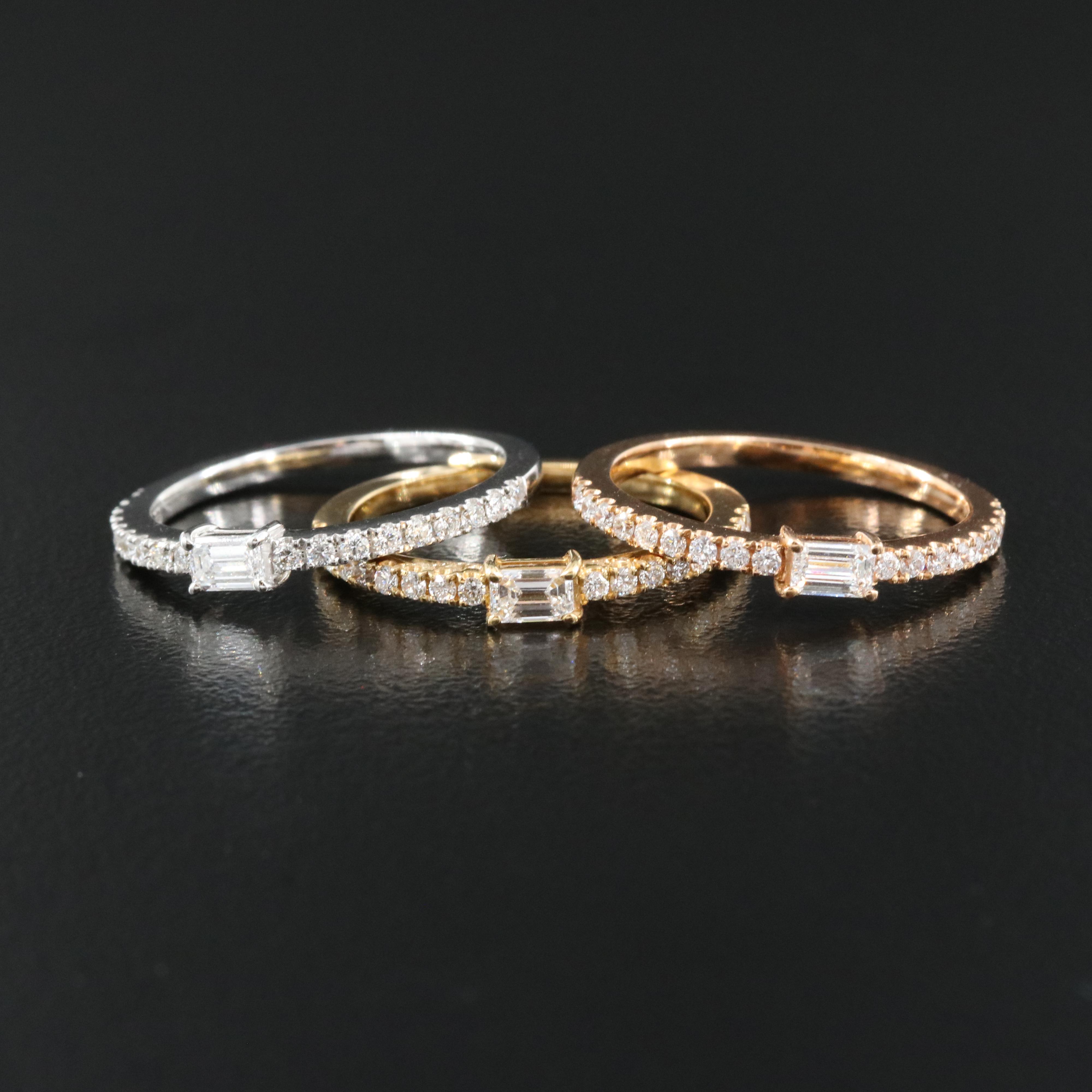 18K Trio 1.08 CTW Diamond Stacking Bands