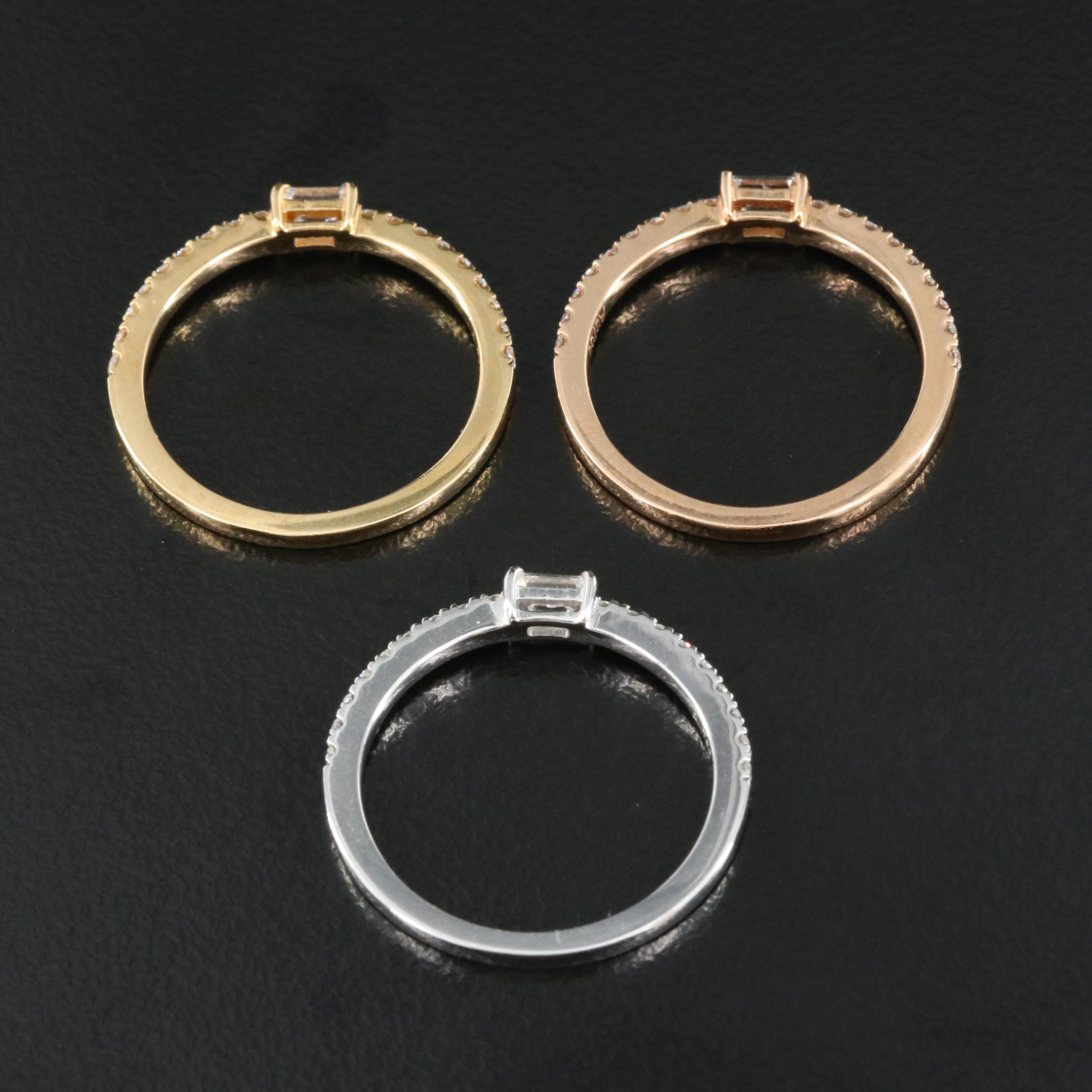 18K Trio 1.08 CTW Diamond Stacking Bands