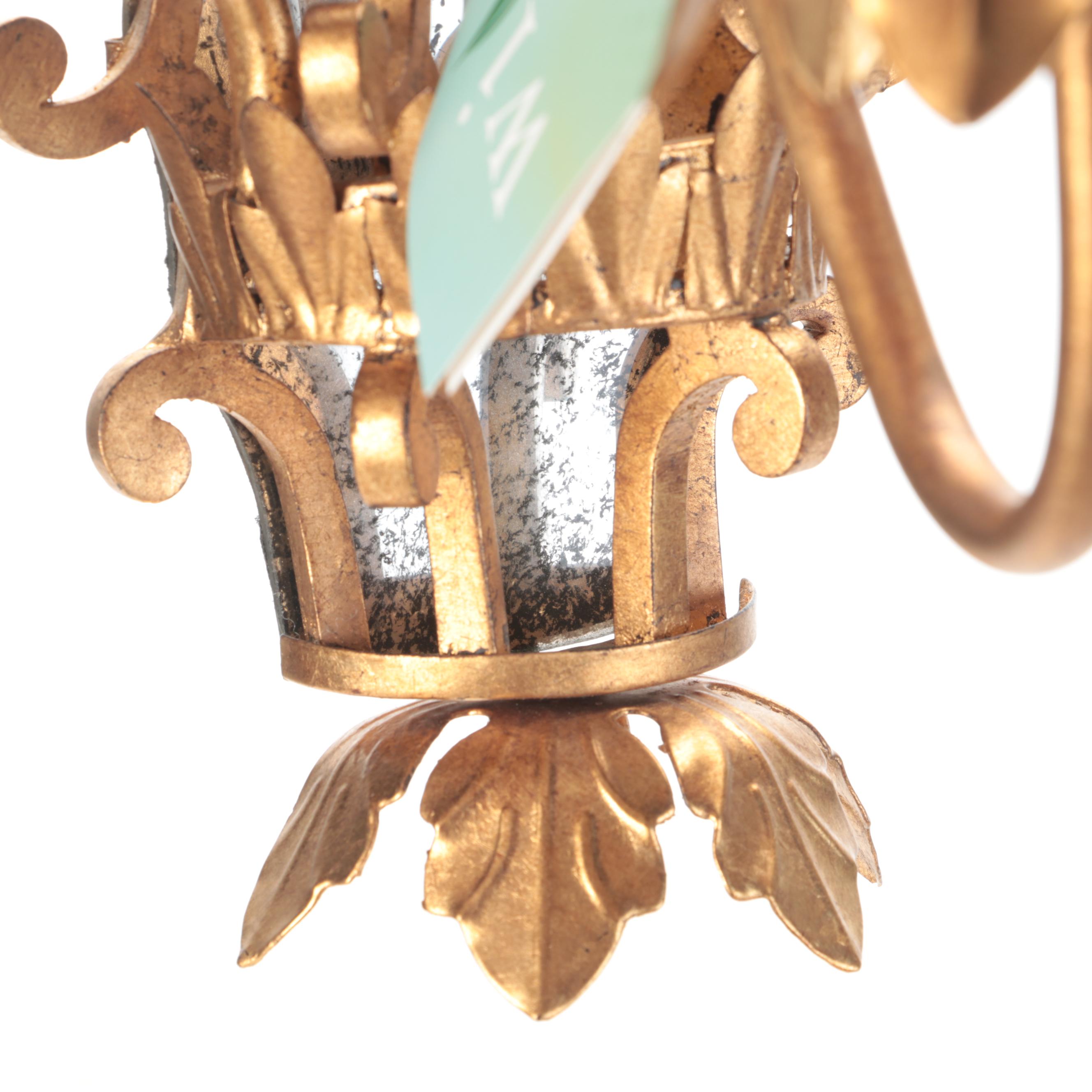 Pair of Neoclassical Style Gilt Scroll Metal Candle Sconces