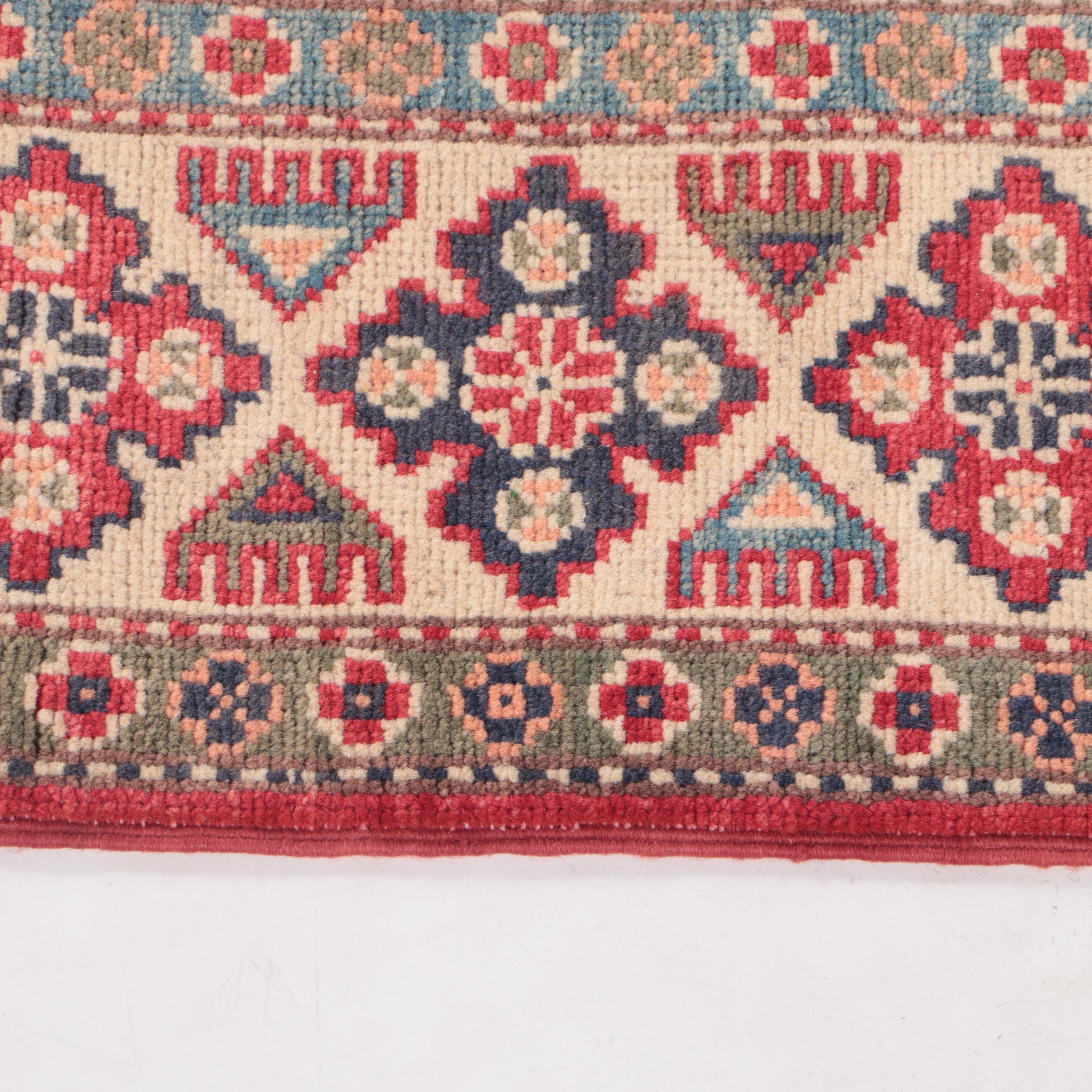 5' x 6'11 Hand-Knotted Pakistani Kazak-Style Area Rug