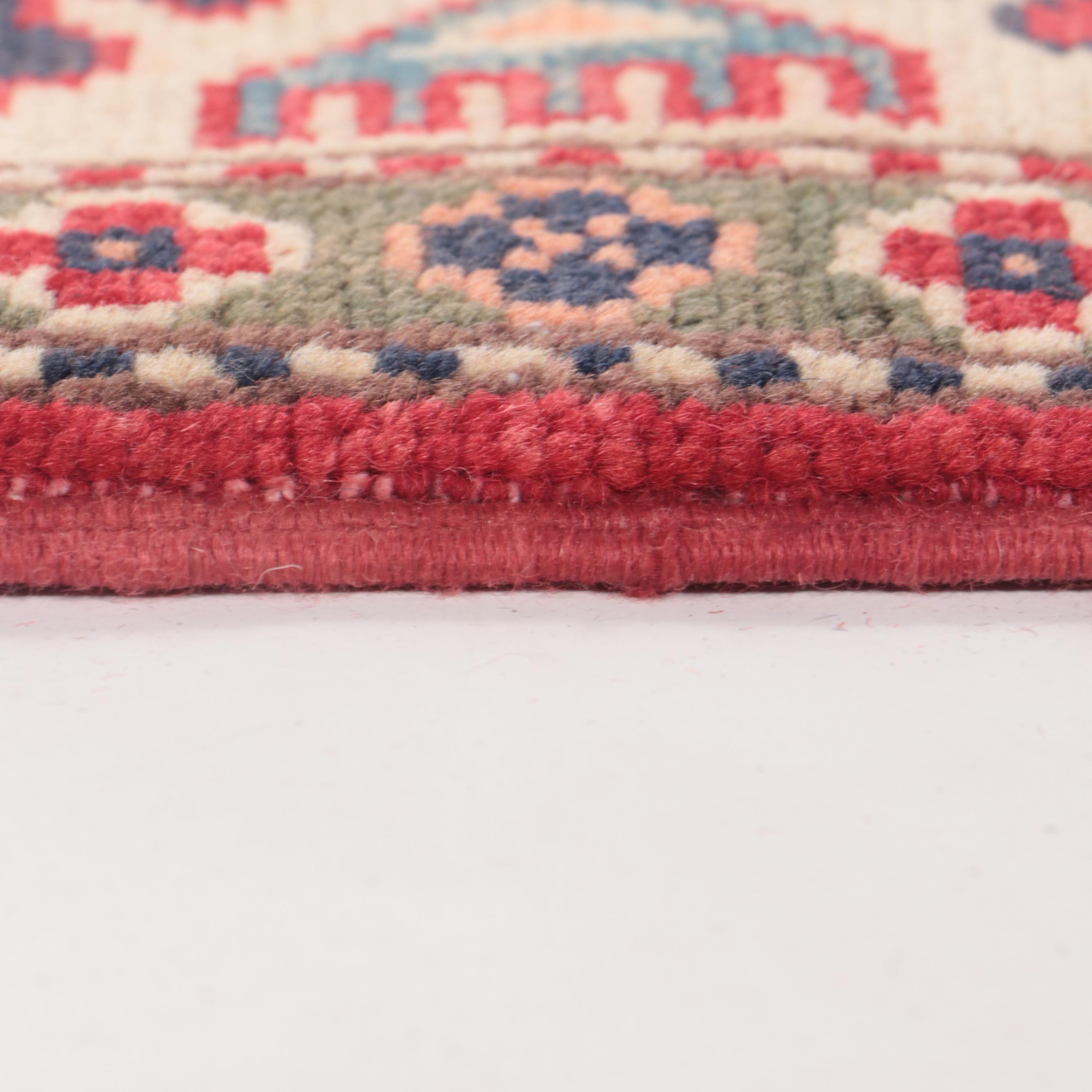 5' x 6'11 Hand-Knotted Pakistani Kazak-Style Area Rug