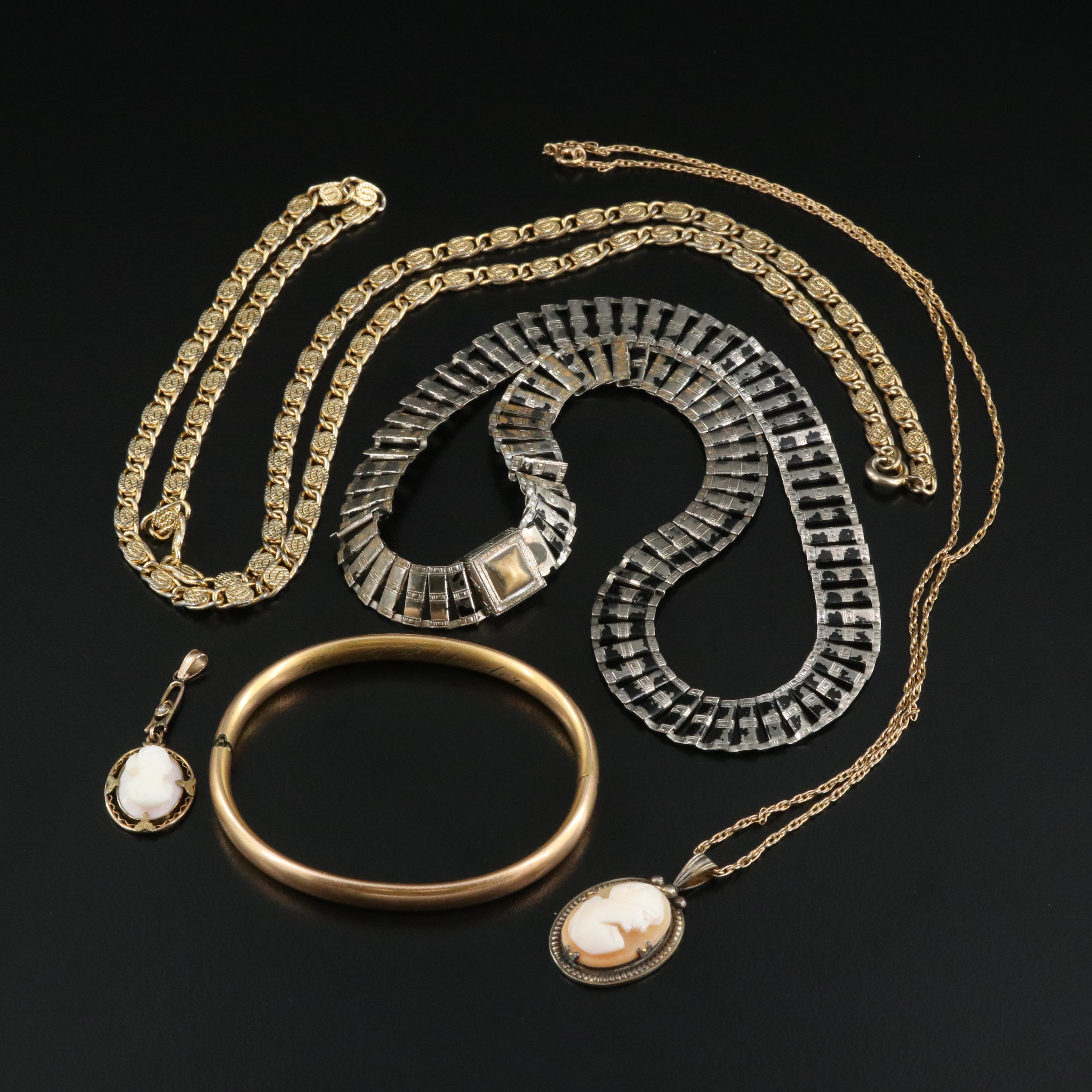 Jewelry Including Black Hills Gold, 10K Lavalier and Shell Cameo Pendant