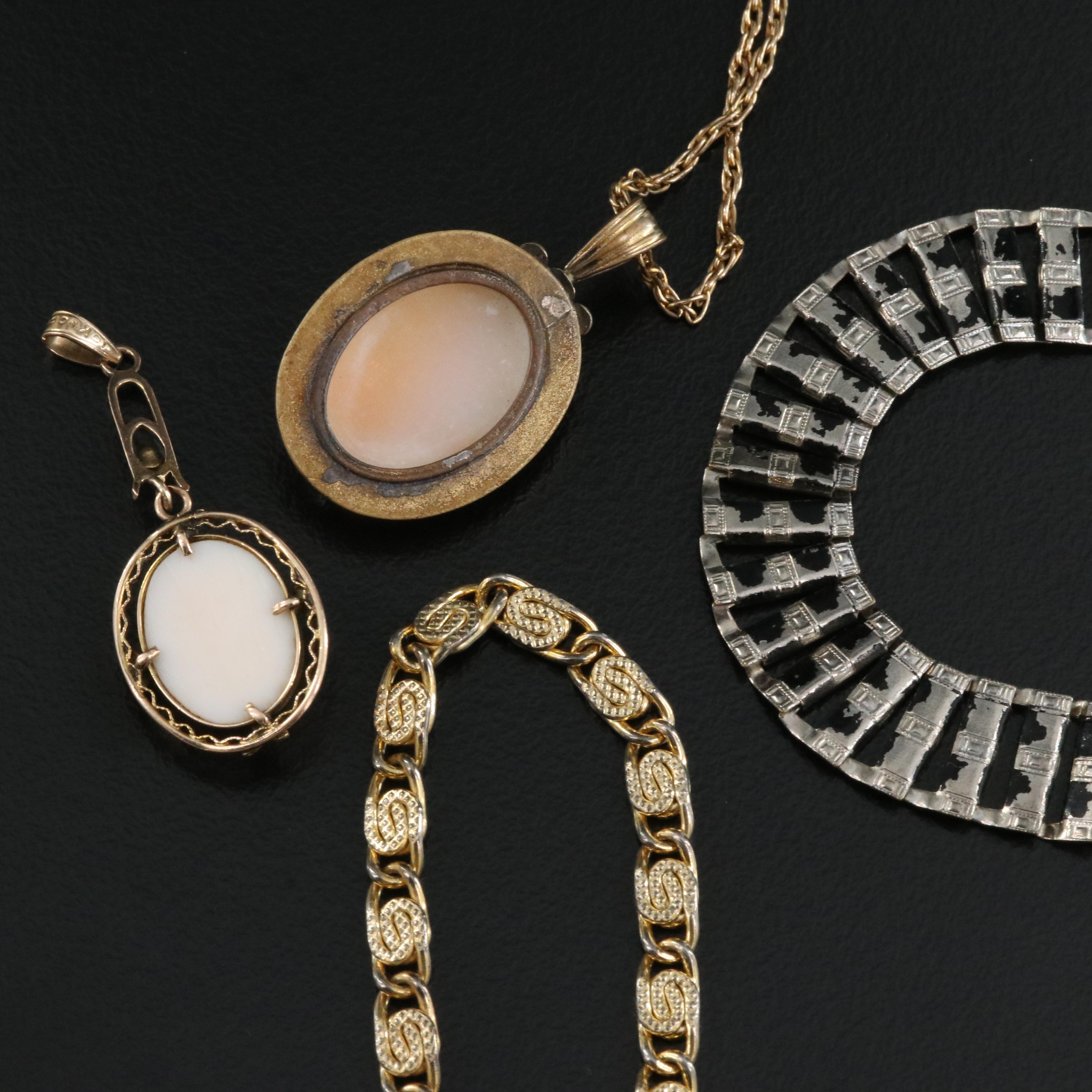 Jewelry Including Black Hills Gold, 10K Lavalier and Shell Cameo Pendant
