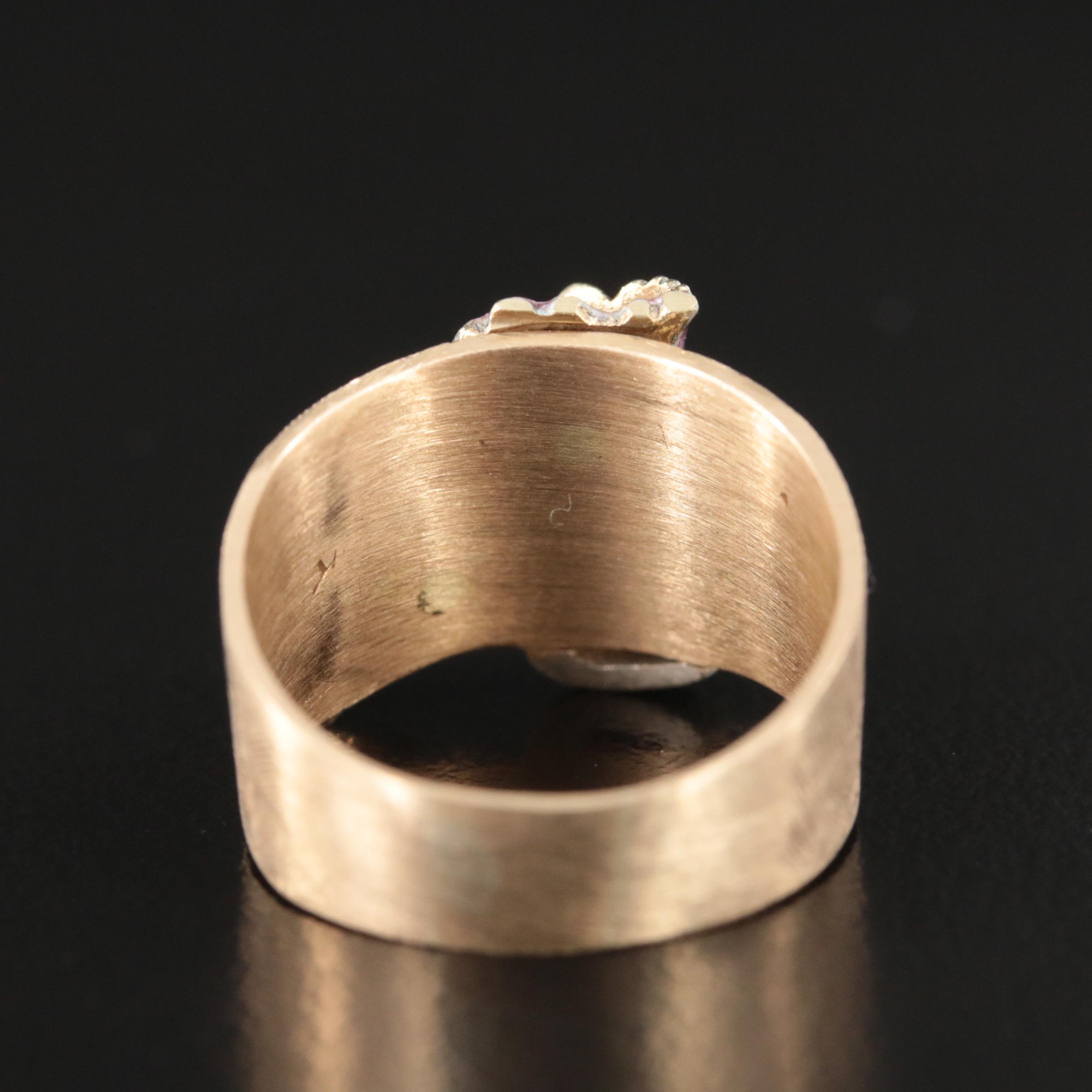 1950s 14K 0.04 CTW Diamond and Enamel Floral Ring