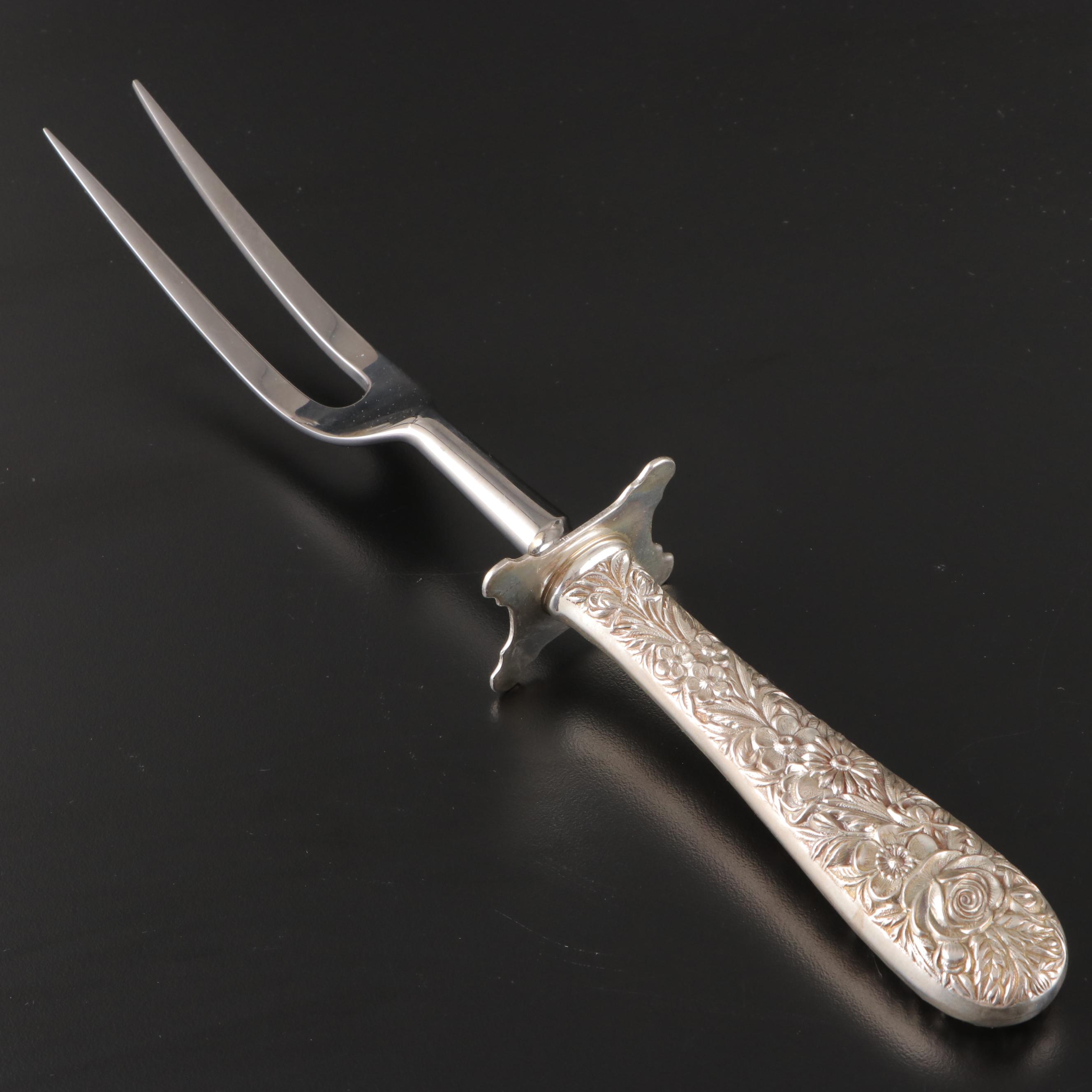 Kirk Stieff "Repoussé" Sterling Handled Carving Set with "Stieff Rose" Knife