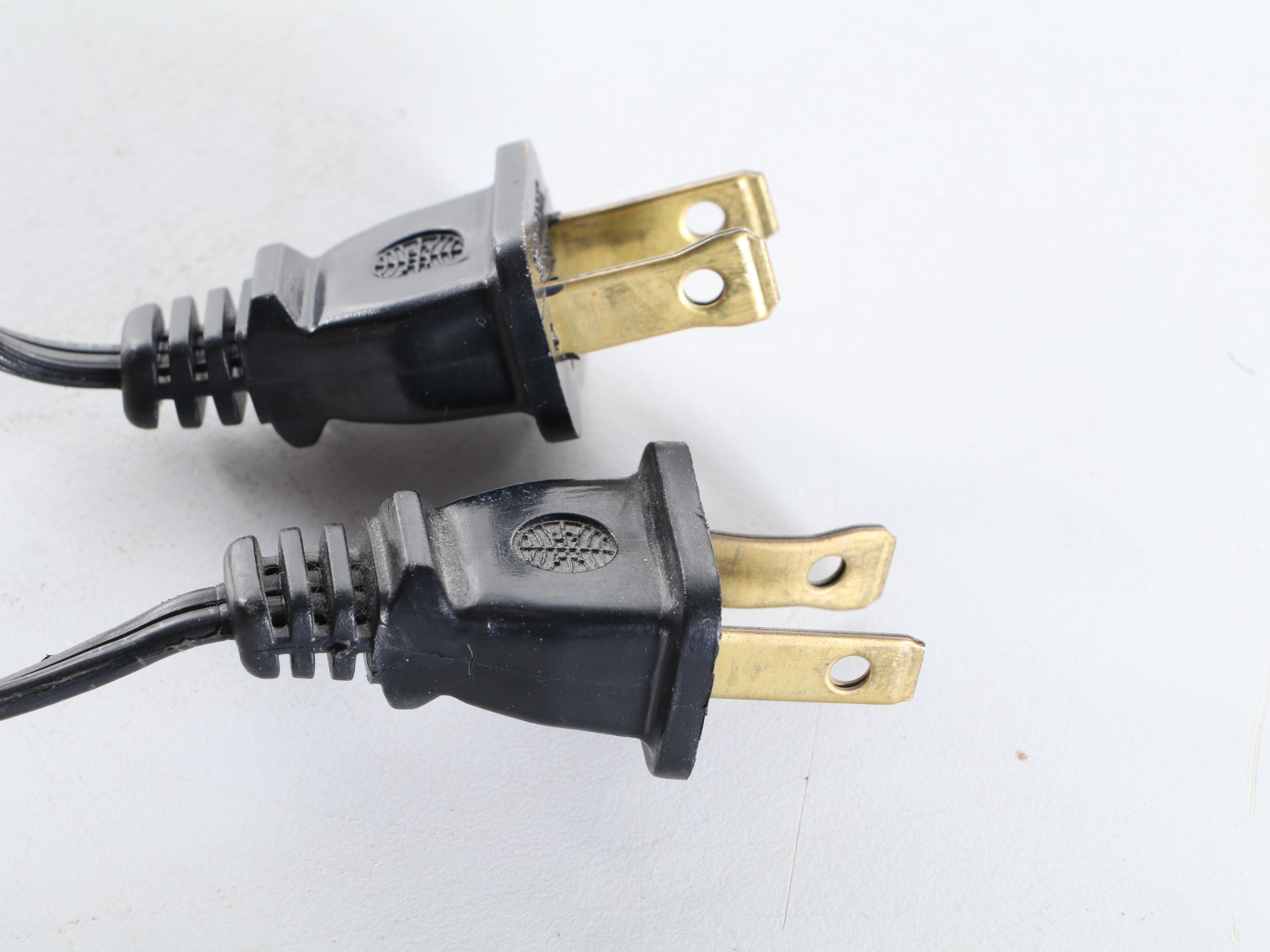 Rocky Mountain Tessellated Marble and Travertine Inlay With Brass Table Lamps