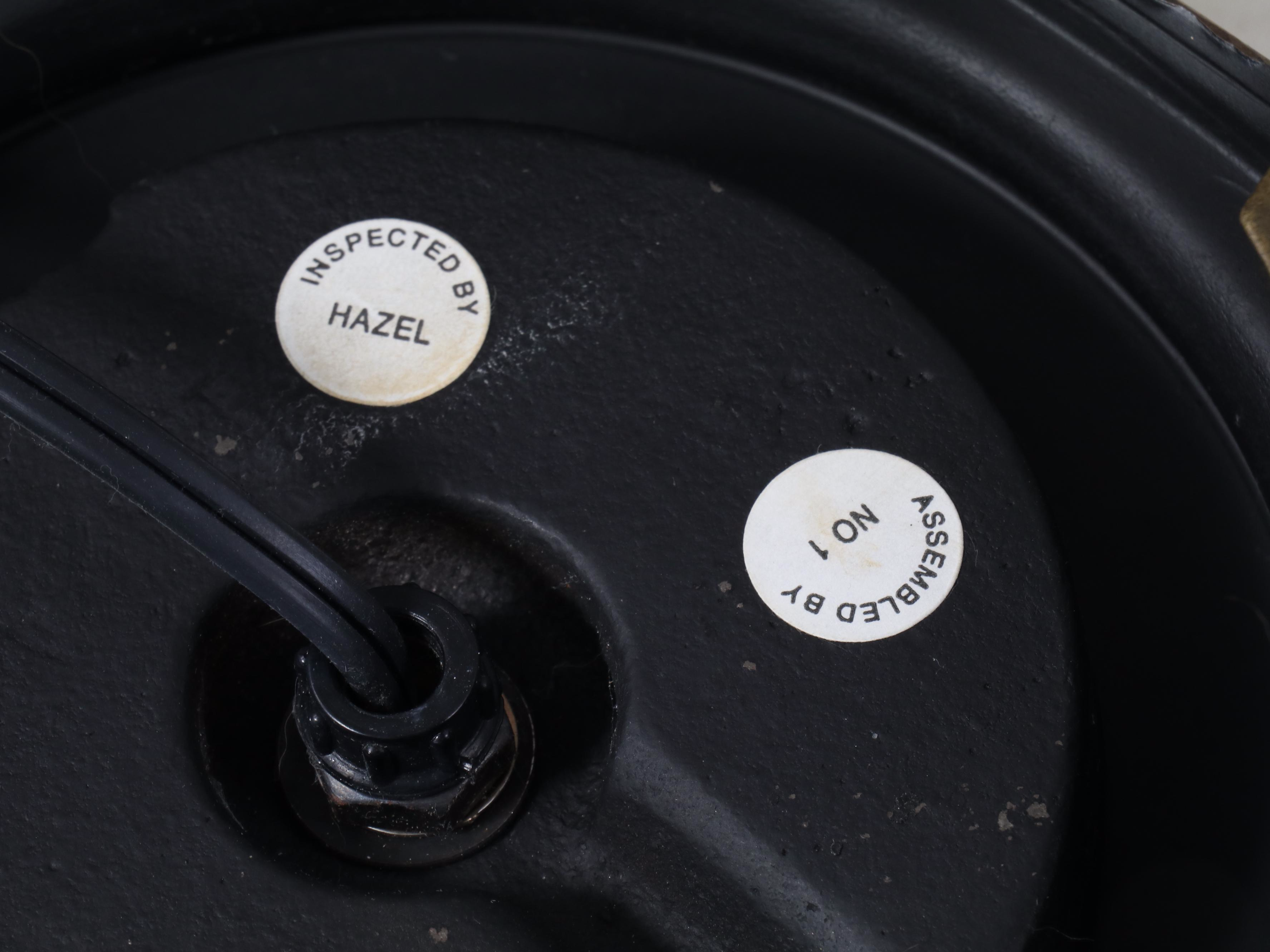 Rocky Mountain Tessellated Marble and Travertine Inlay With Brass Table Lamps