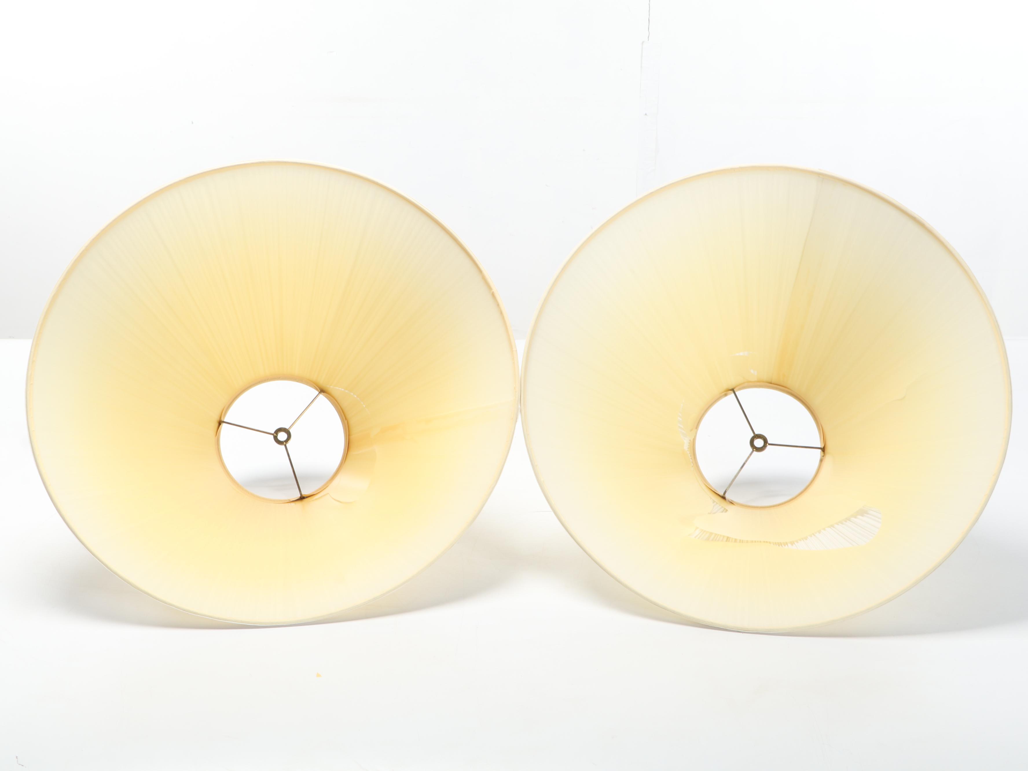 Rocky Mountain Tessellated Marble and Travertine Inlay With Brass Table Lamps