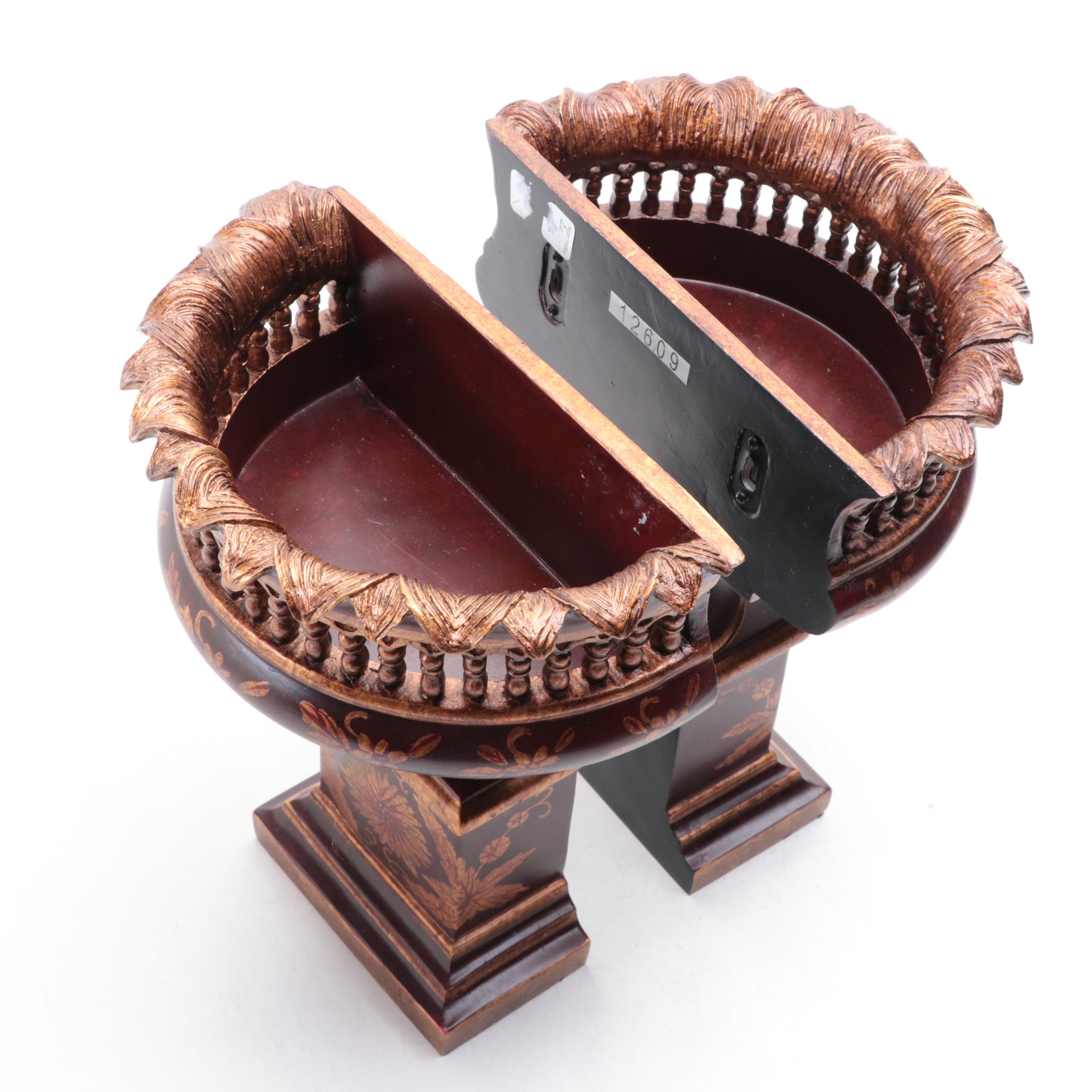 Neoclassical Composite Urn Shaped Wall Pockets