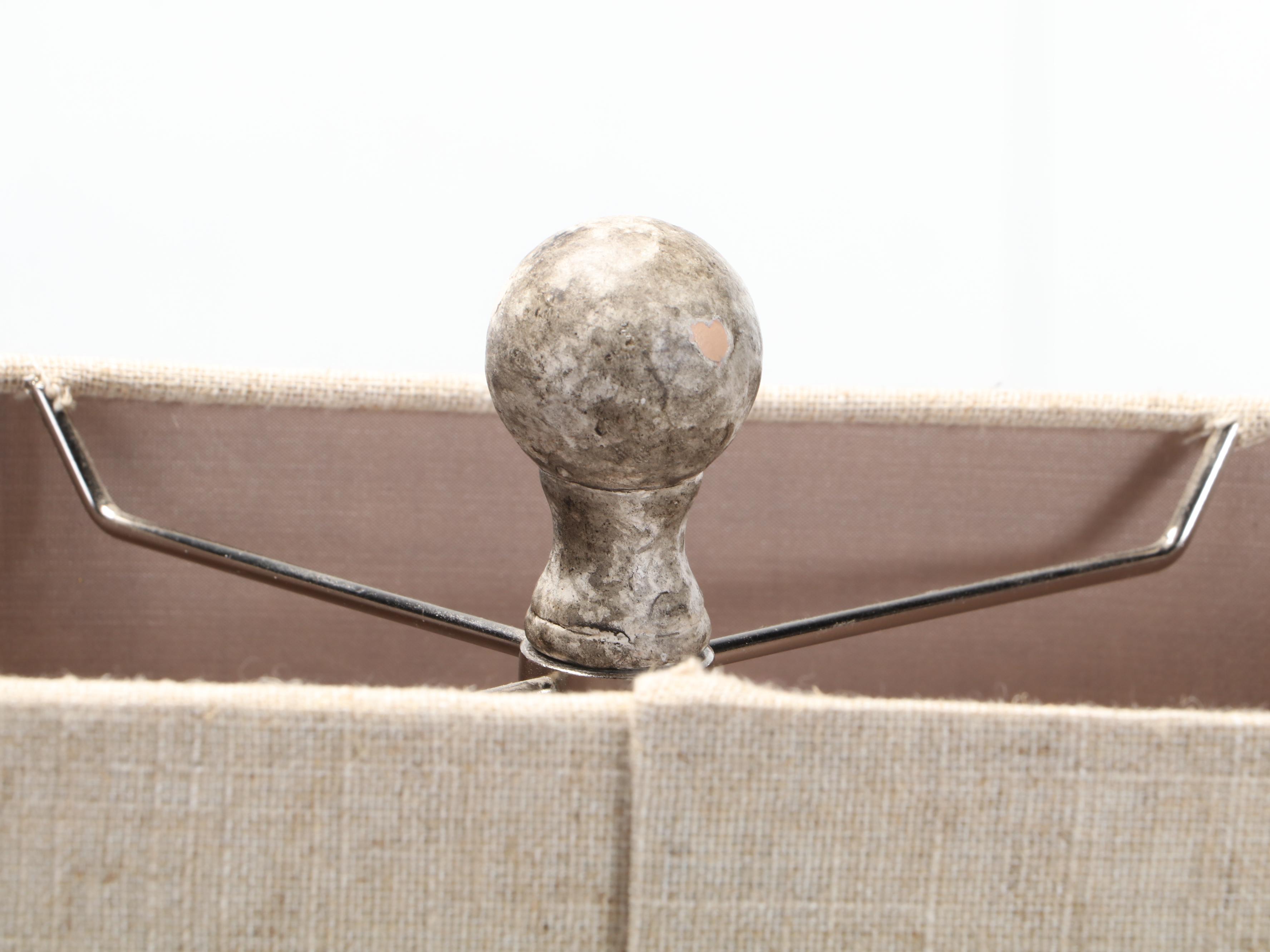 "Damaris" Composite Table Lamp With Oval Linen Shade, Contemporary