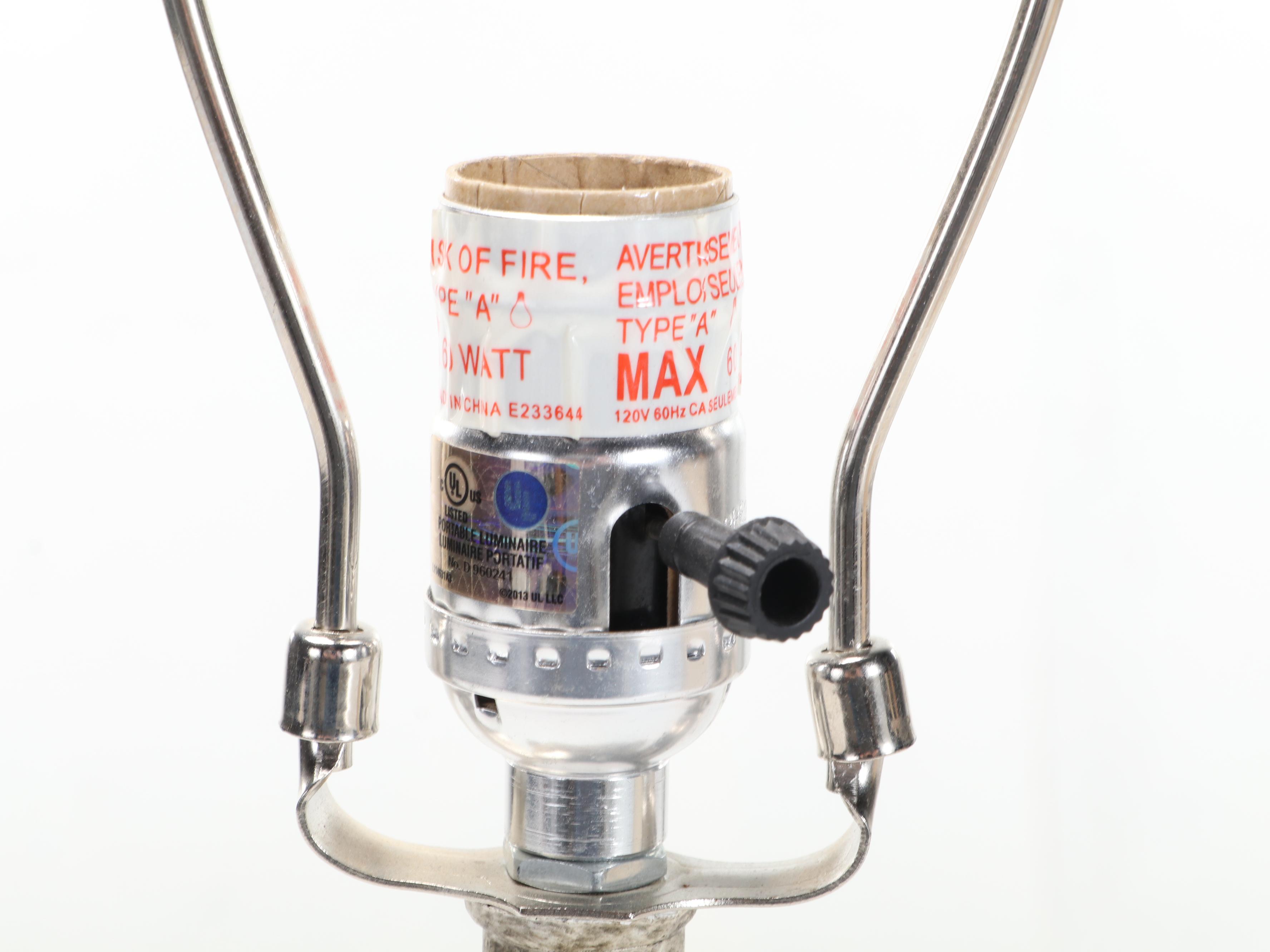 "Damaris" Composite Table Lamp With Oval Linen Shade, Contemporary