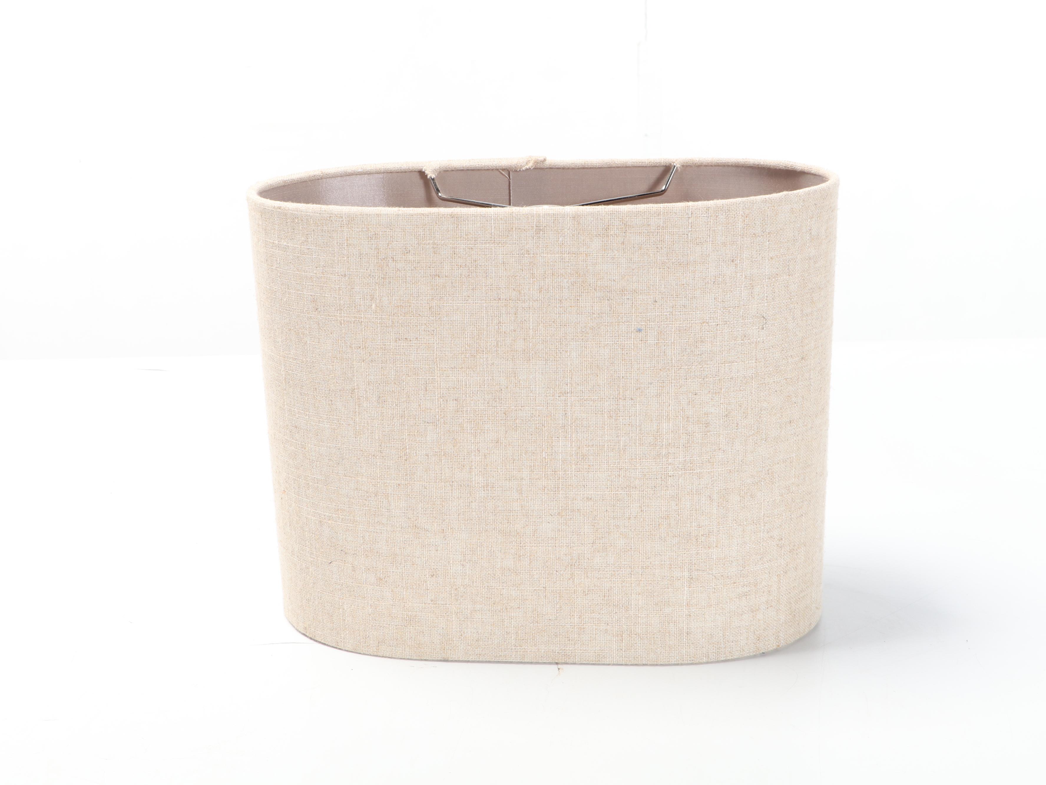 "Damaris" Composite Table Lamp With Oval Linen Shade, Contemporary