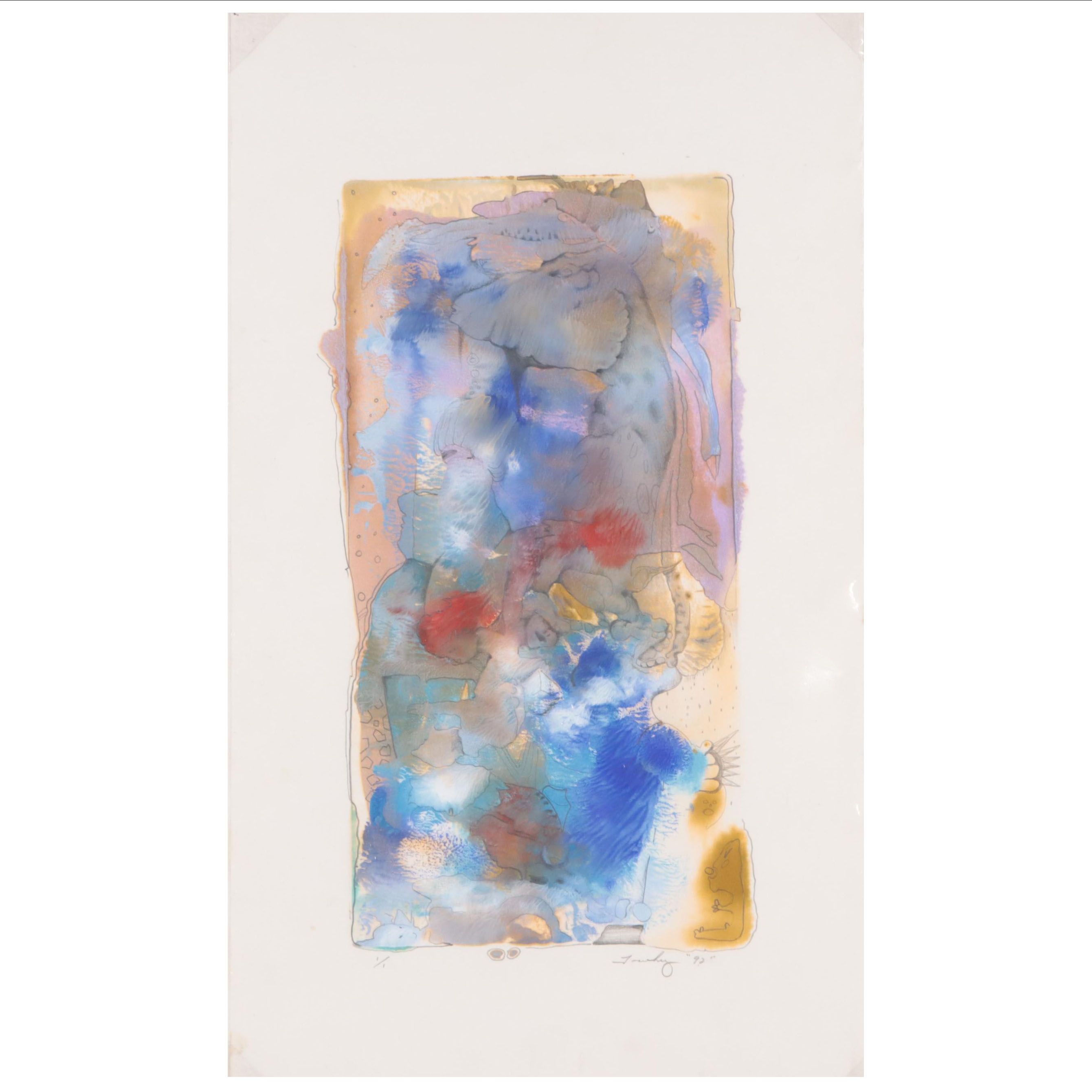 Tom Towhey Abstract Mixed Media Monotype, 1992