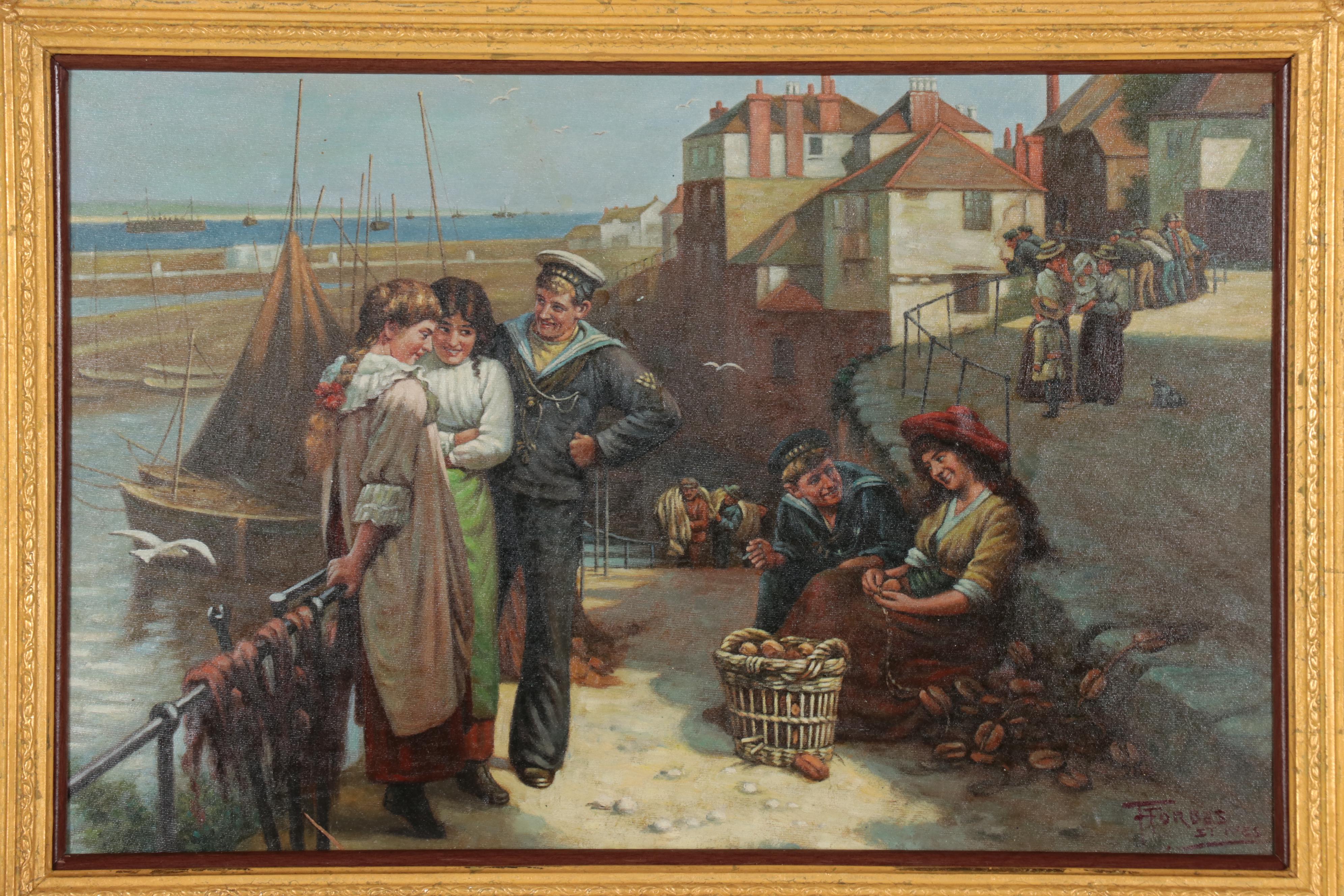 F. Forbes Oil Painting After Edwin Thomas Roberts "Naval Manoeuvres"