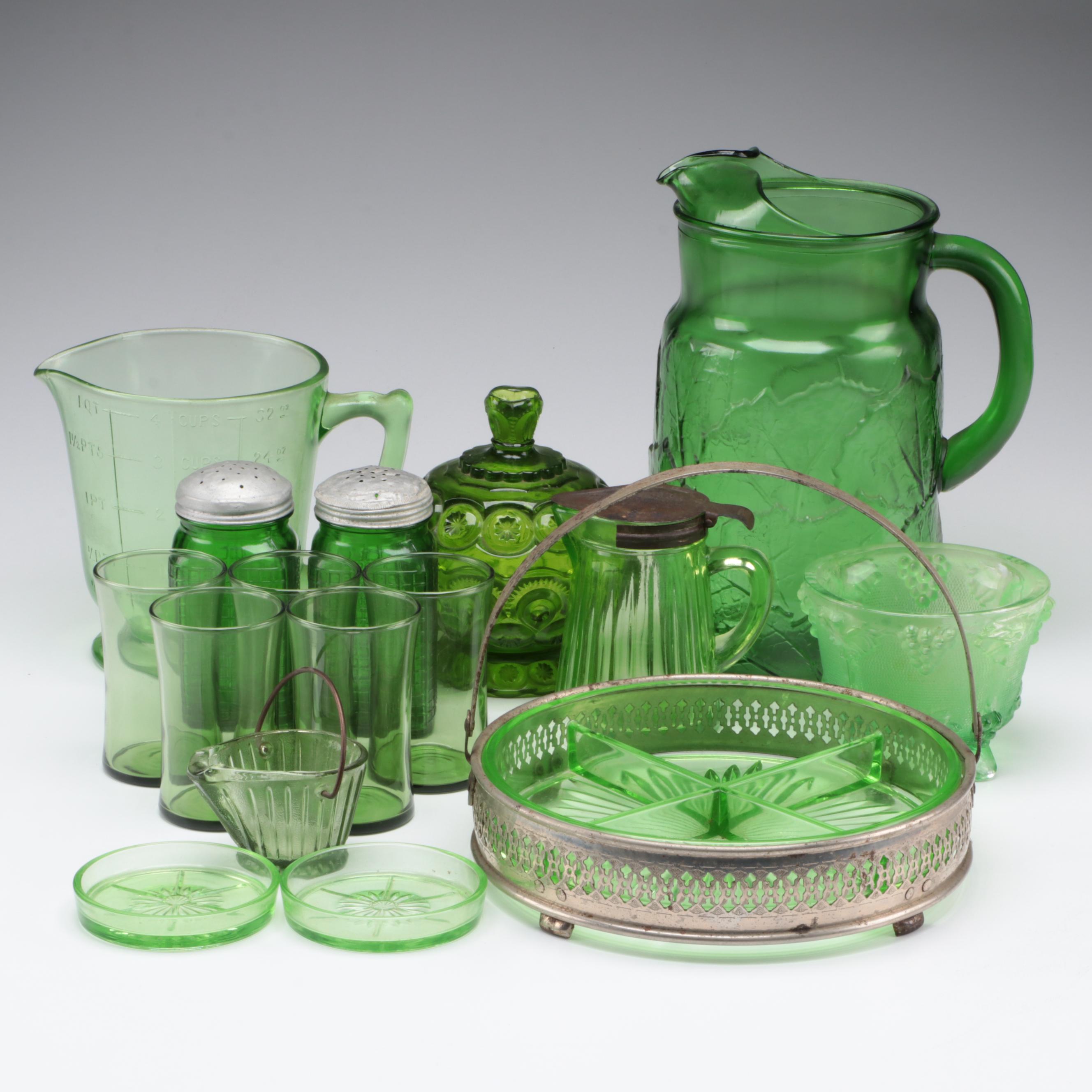 Owens-Illinois Shakers with Moon & Stars Lidded Candy Dish and Other Tableware