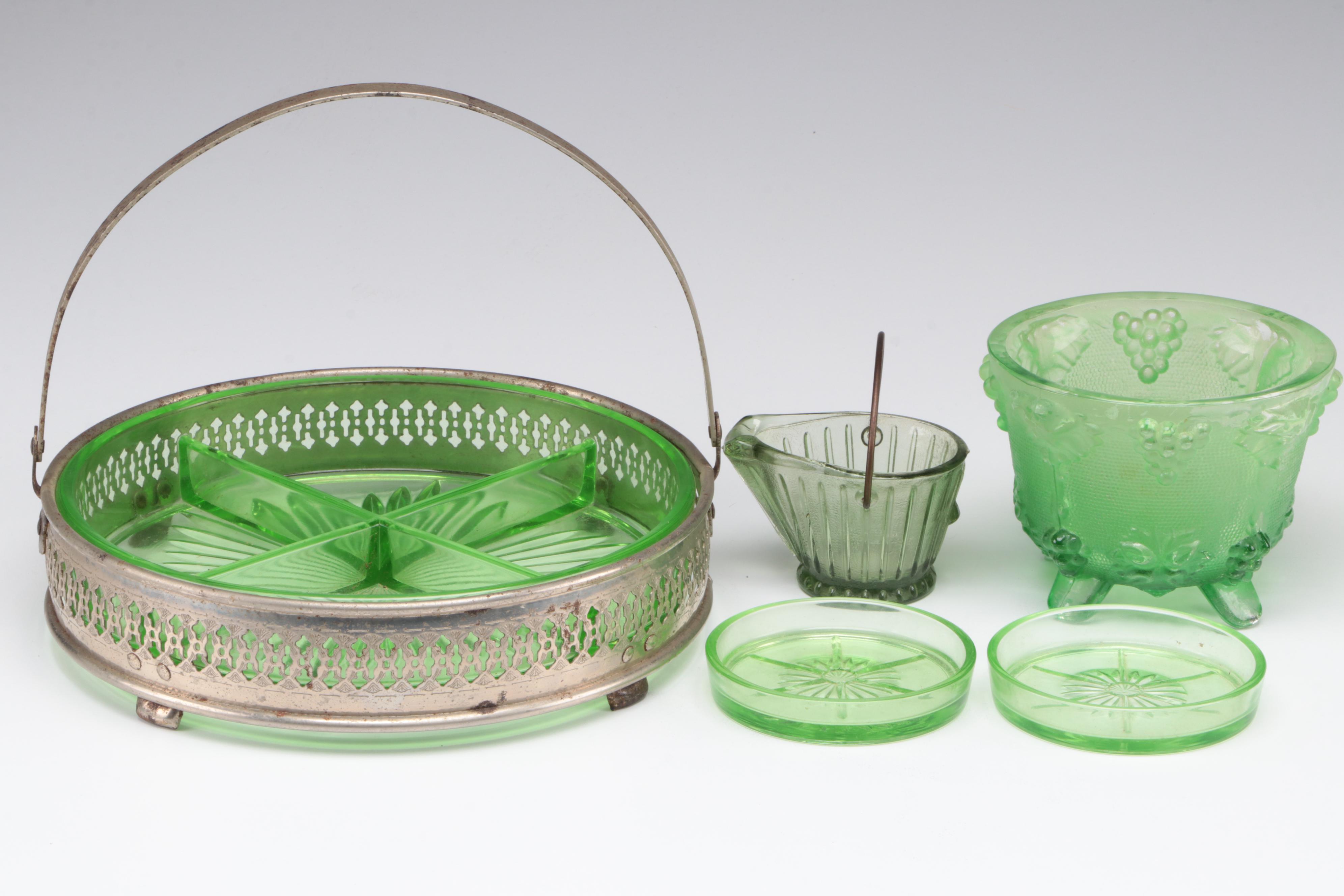 Owens-Illinois Shakers with Moon & Stars Lidded Candy Dish and Other Tableware