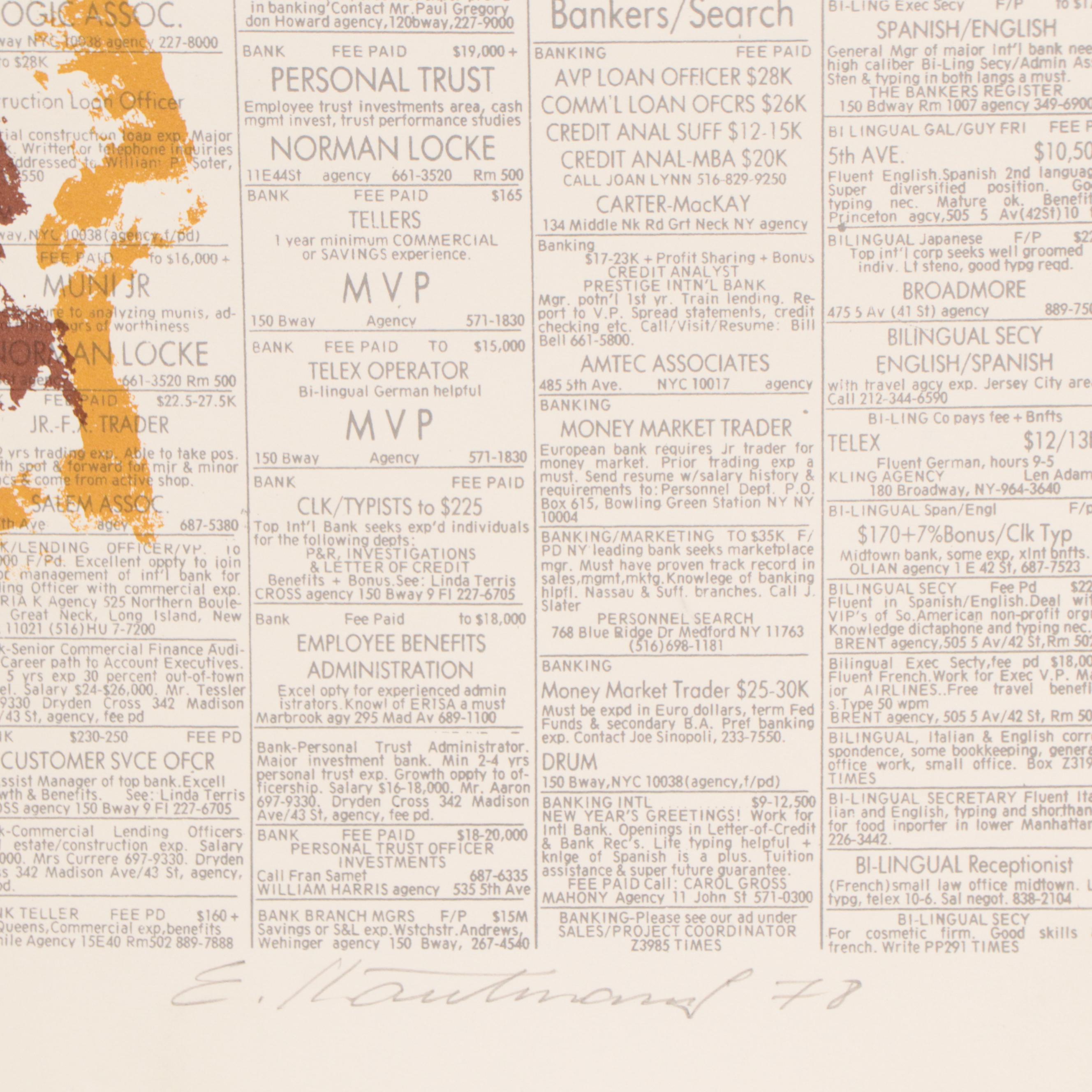 Edvins Strautmanis Modernist Color Lithograph, 1978