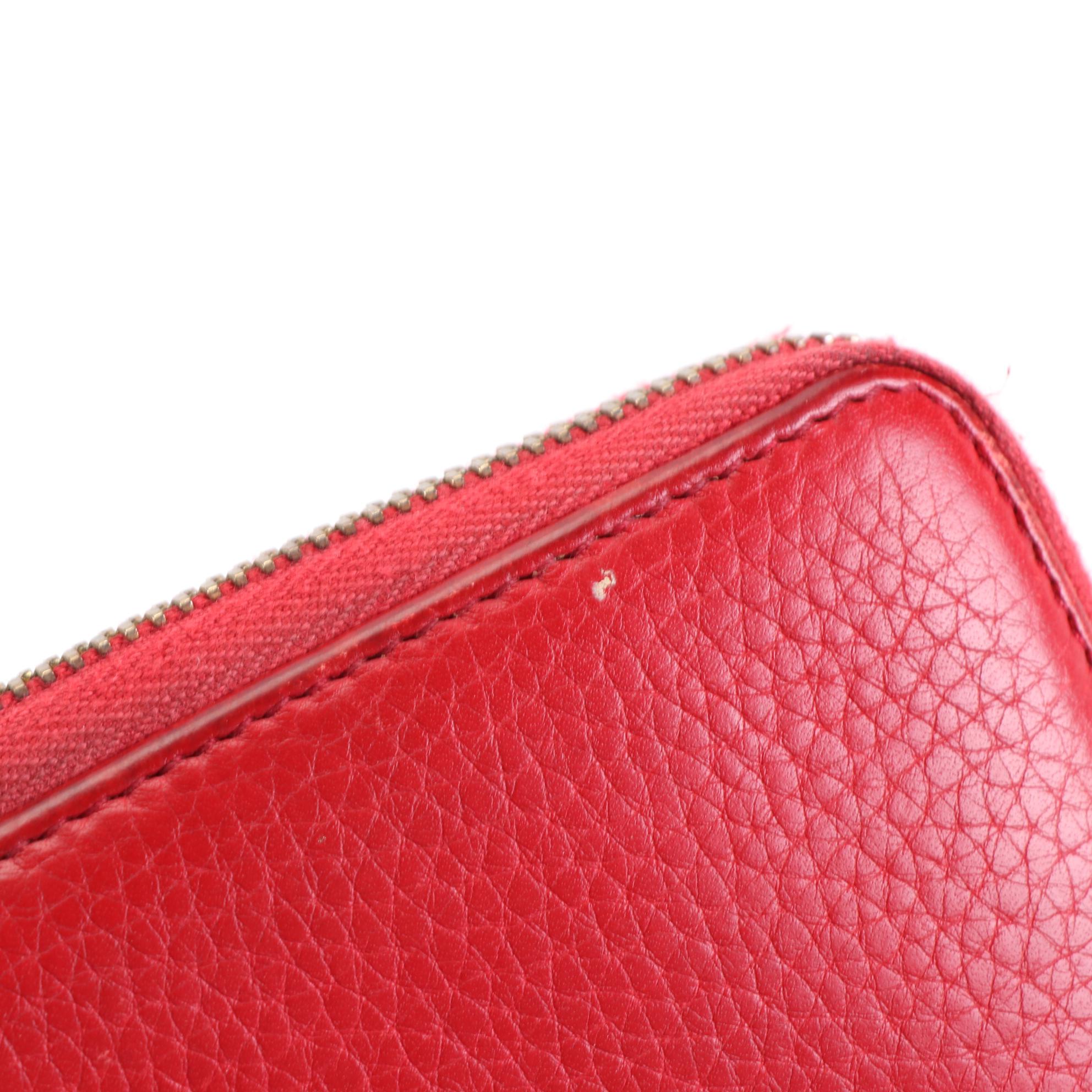 Gucci Soho Zip-Around Wallet in Red Grain Leather with Tassel