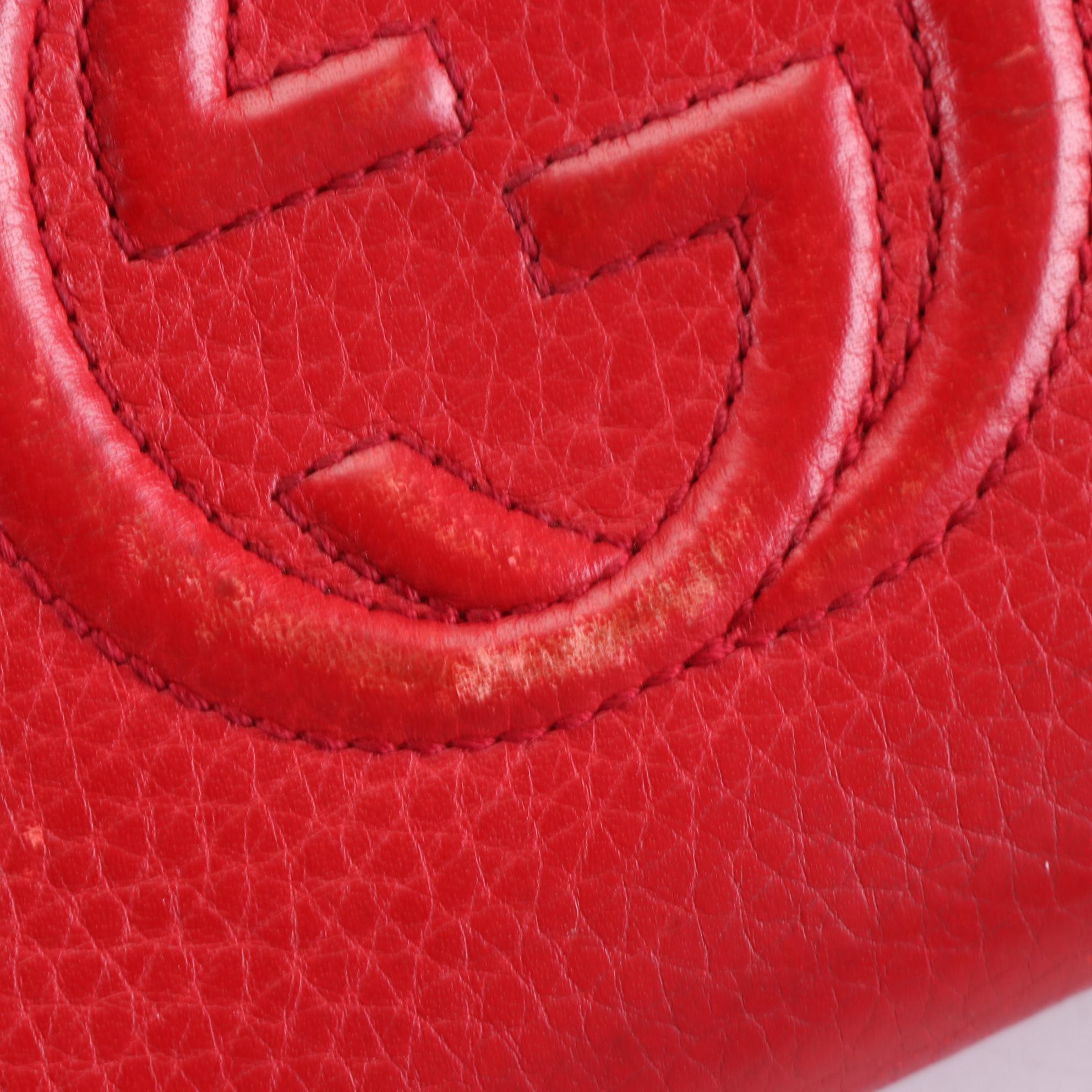 Gucci Soho Zip-Around Wallet in Red Grain Leather with Tassel