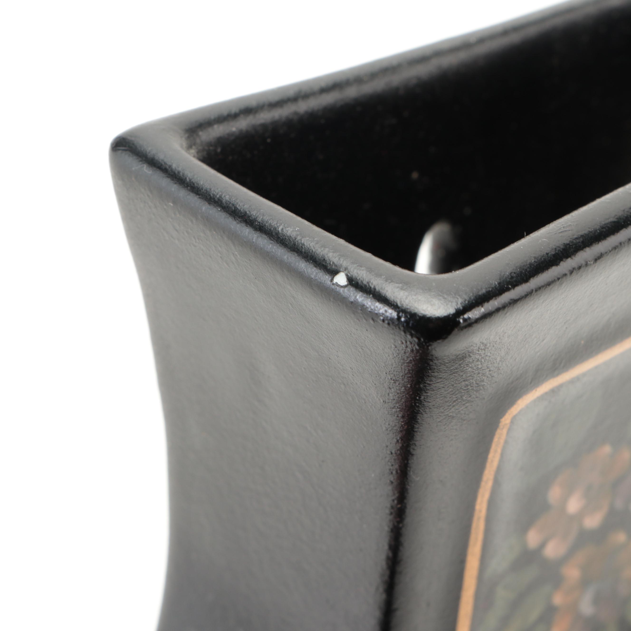 Hand-Painted Tole Style Porcelain Wall Pocket Vases