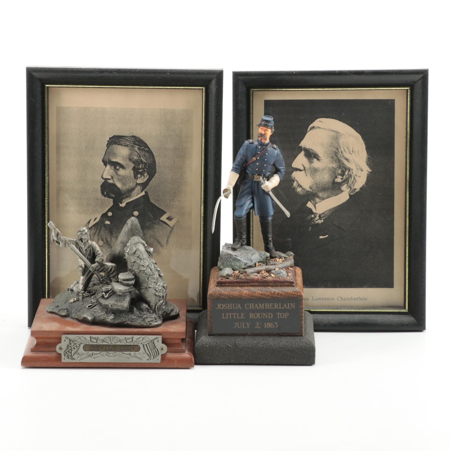Joshua Chamberlain Figure and Framed Prints with Chillmark "Devil's Den" Figure