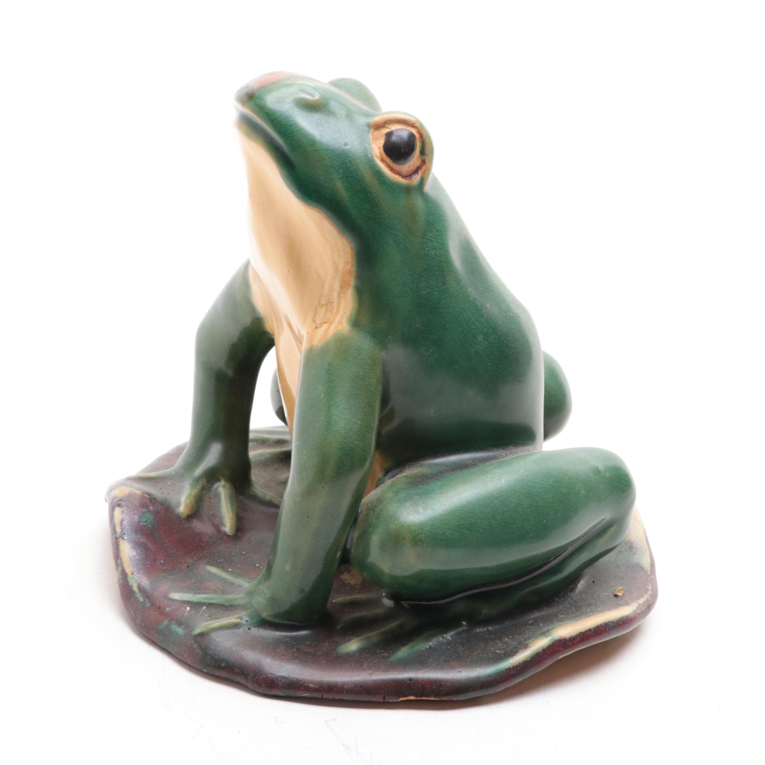 Glazed Ceramic Frog Figurines and Frog Box