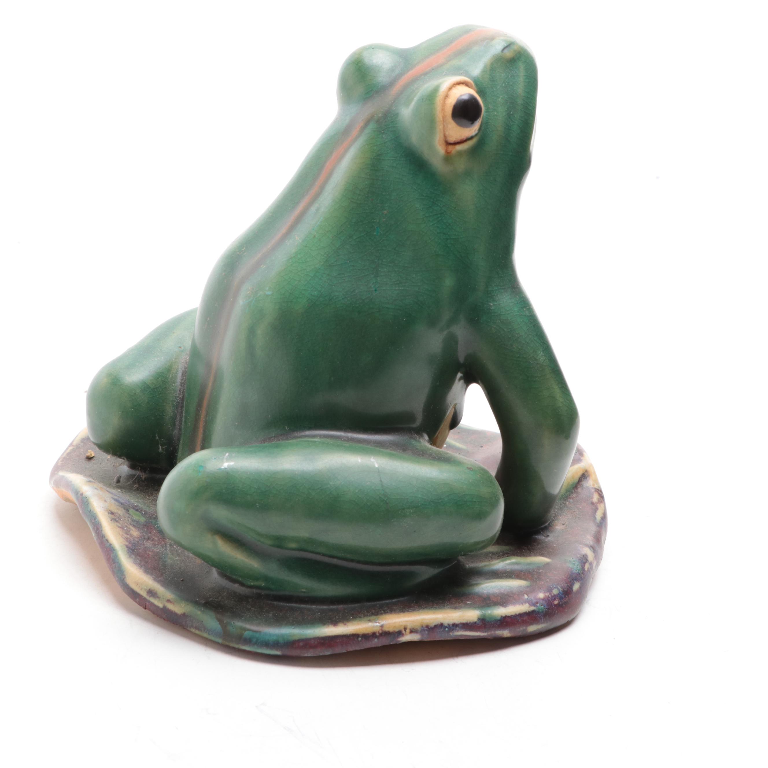 Glazed Ceramic Frog Figurines and Frog Box