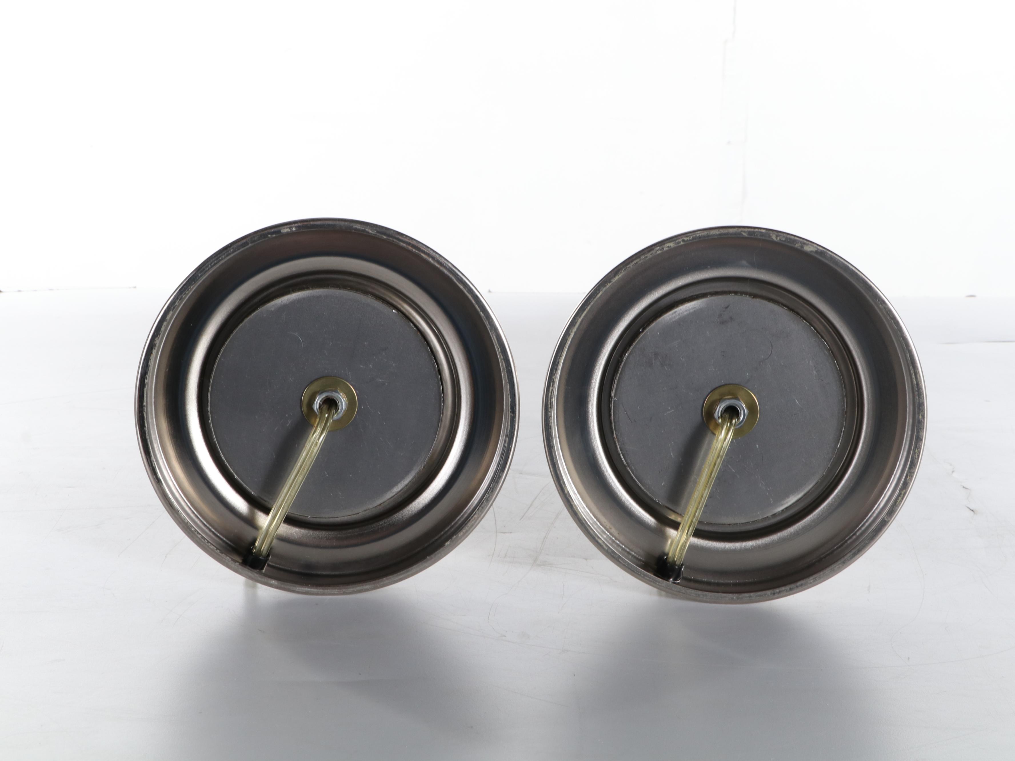 Pair of Contemporary Brushed Metal Table Lamps, 21st Century