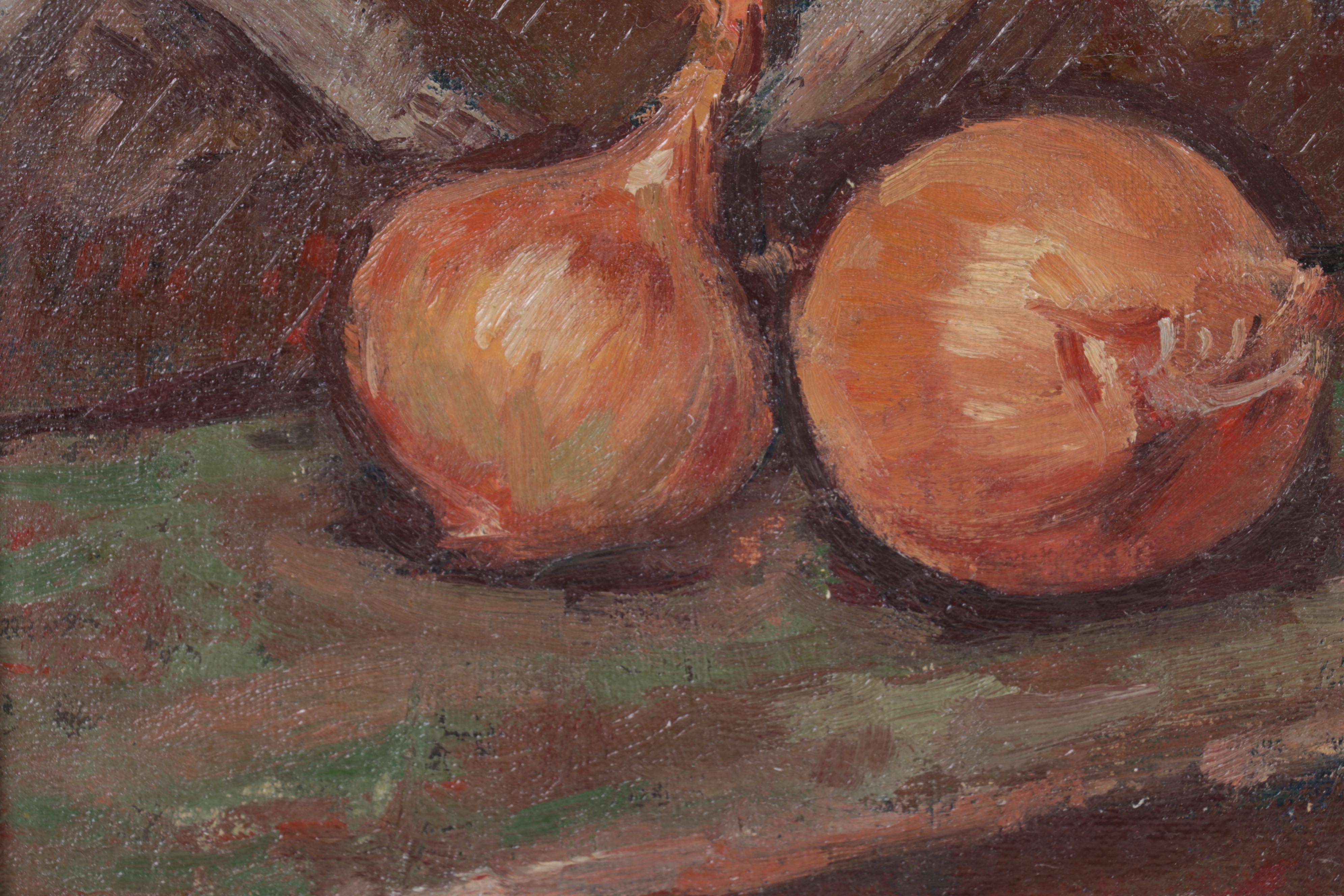 Vito Tomasello Still Life Oil Painting of Onions, 1960