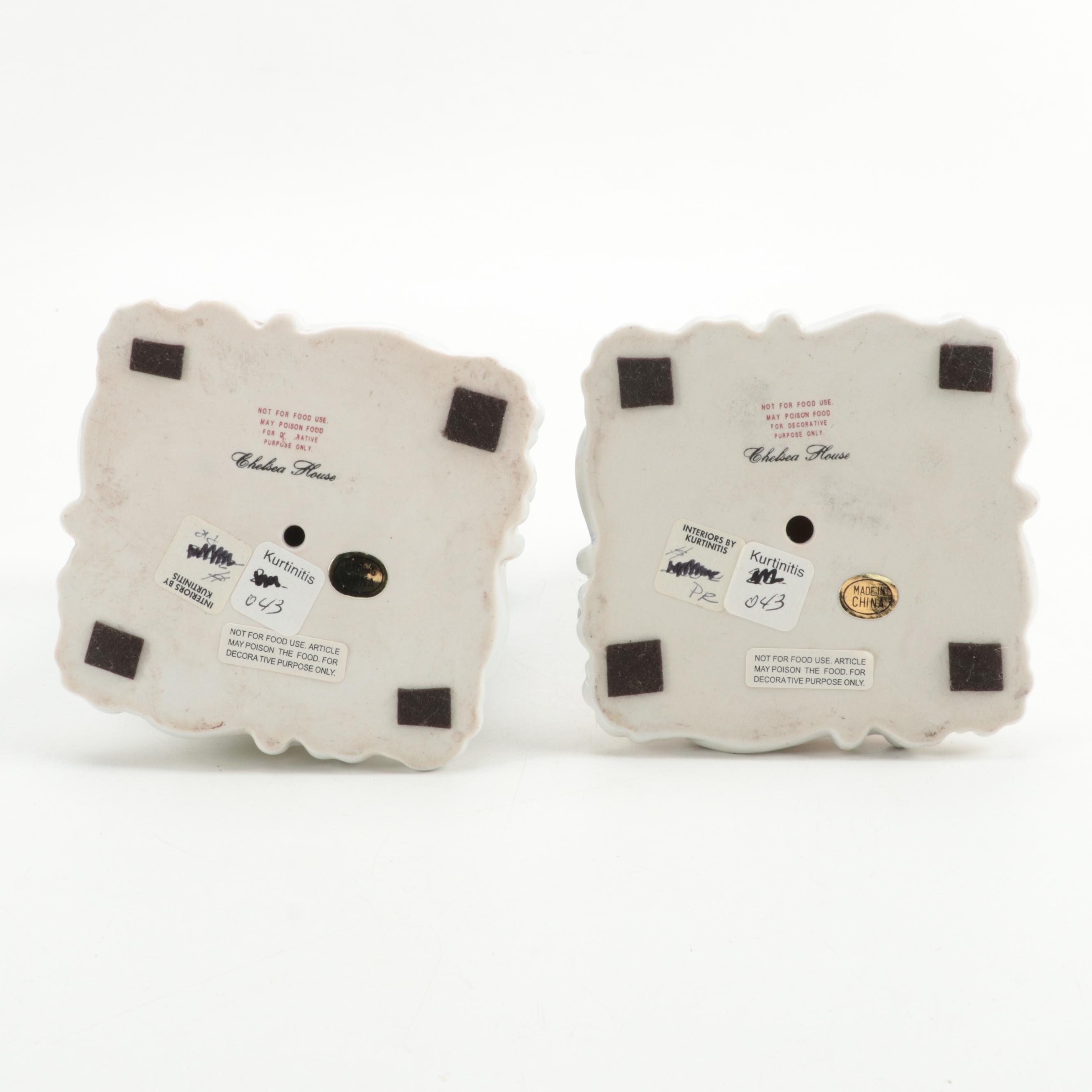 Chelsea House Hand-Painted Porcelain Male and Female Chinoiserie Figures